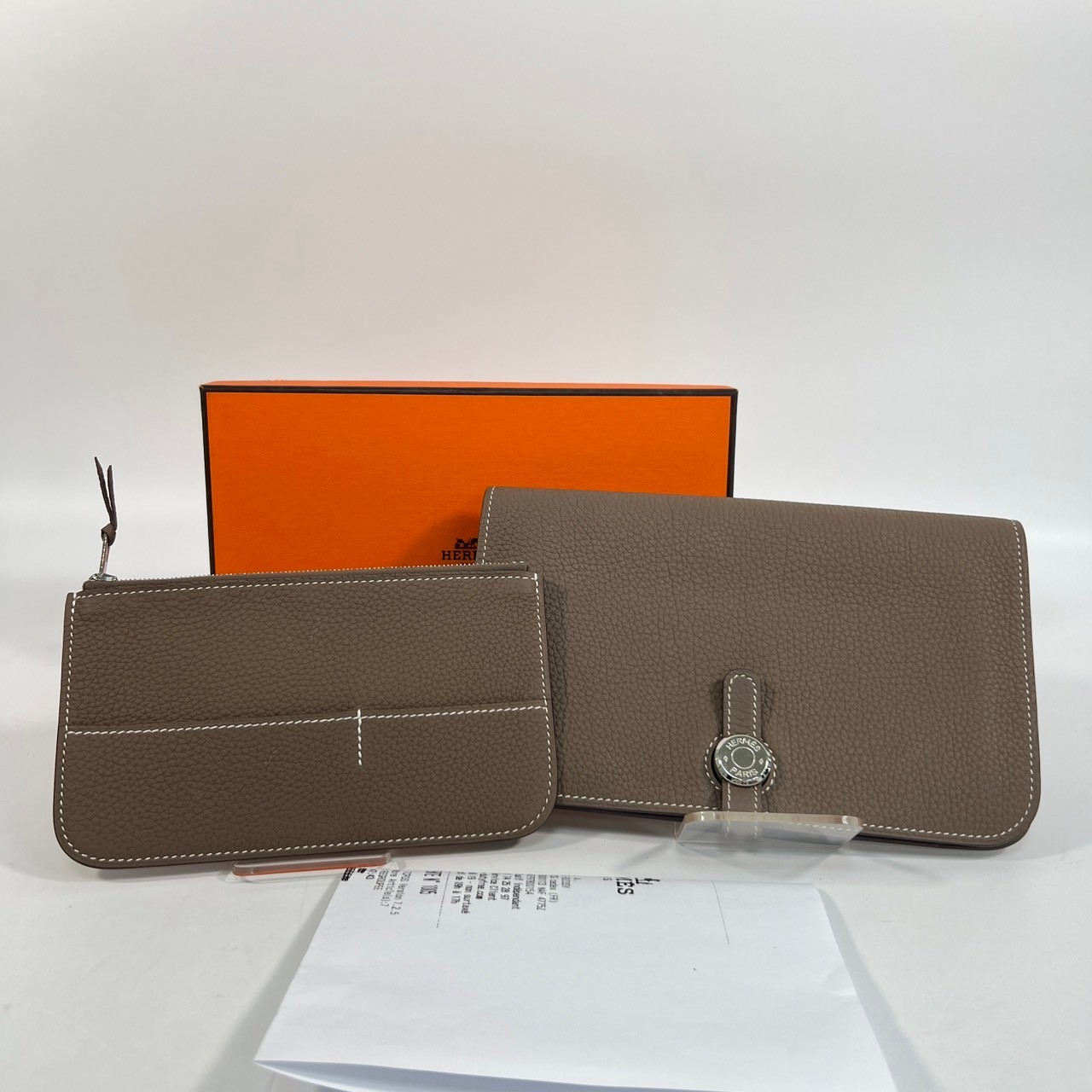 愛馬仕 Hermès Dogon Wallet 錢包 長夾 DOGONW Y刻 大象灰Dogon長夾 原廠盒子//購買證明影本
