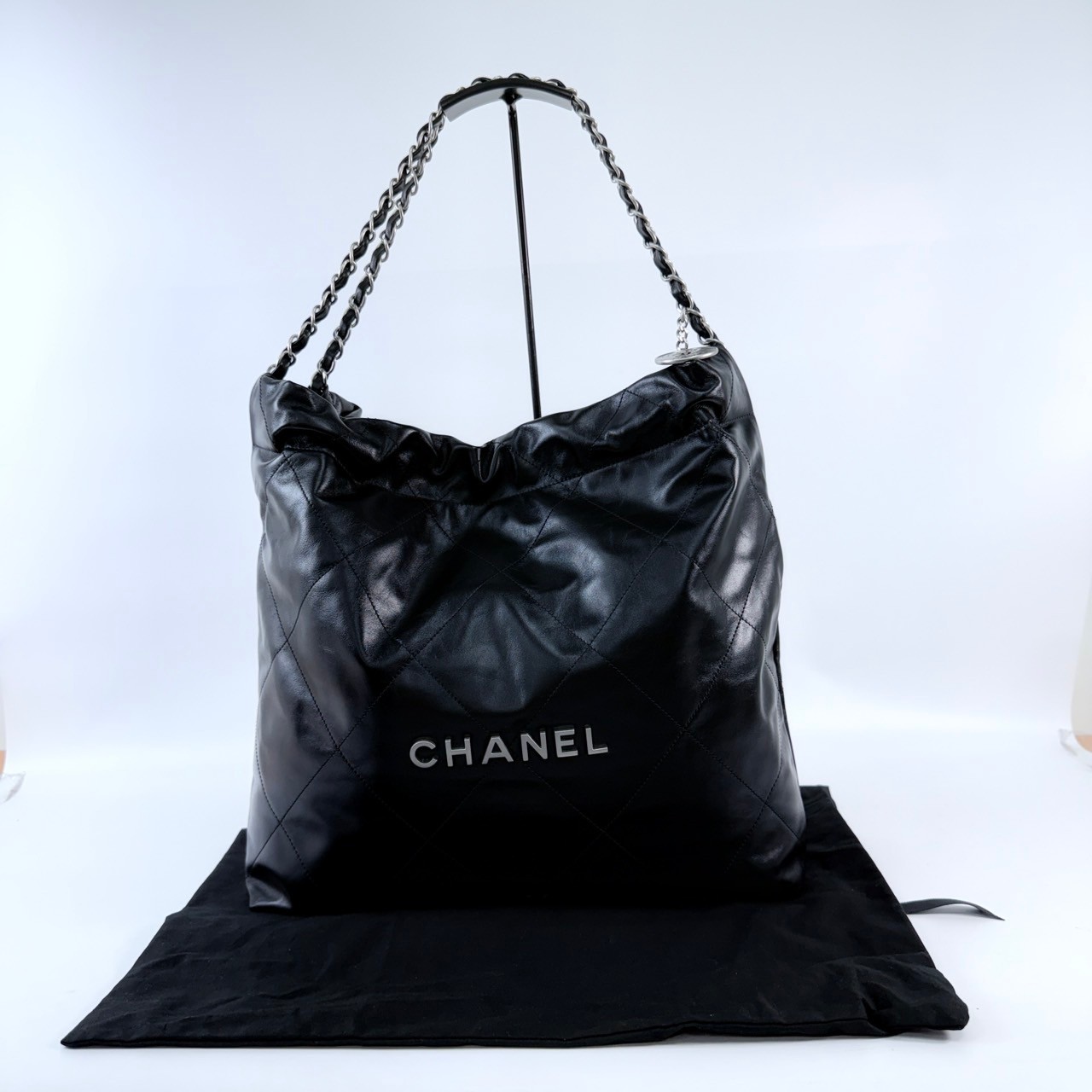 香奈兒 CHANEL 22 中型 束口包 AS3261 晶片款 黑銀字22包 中號 防塵袋/內袋