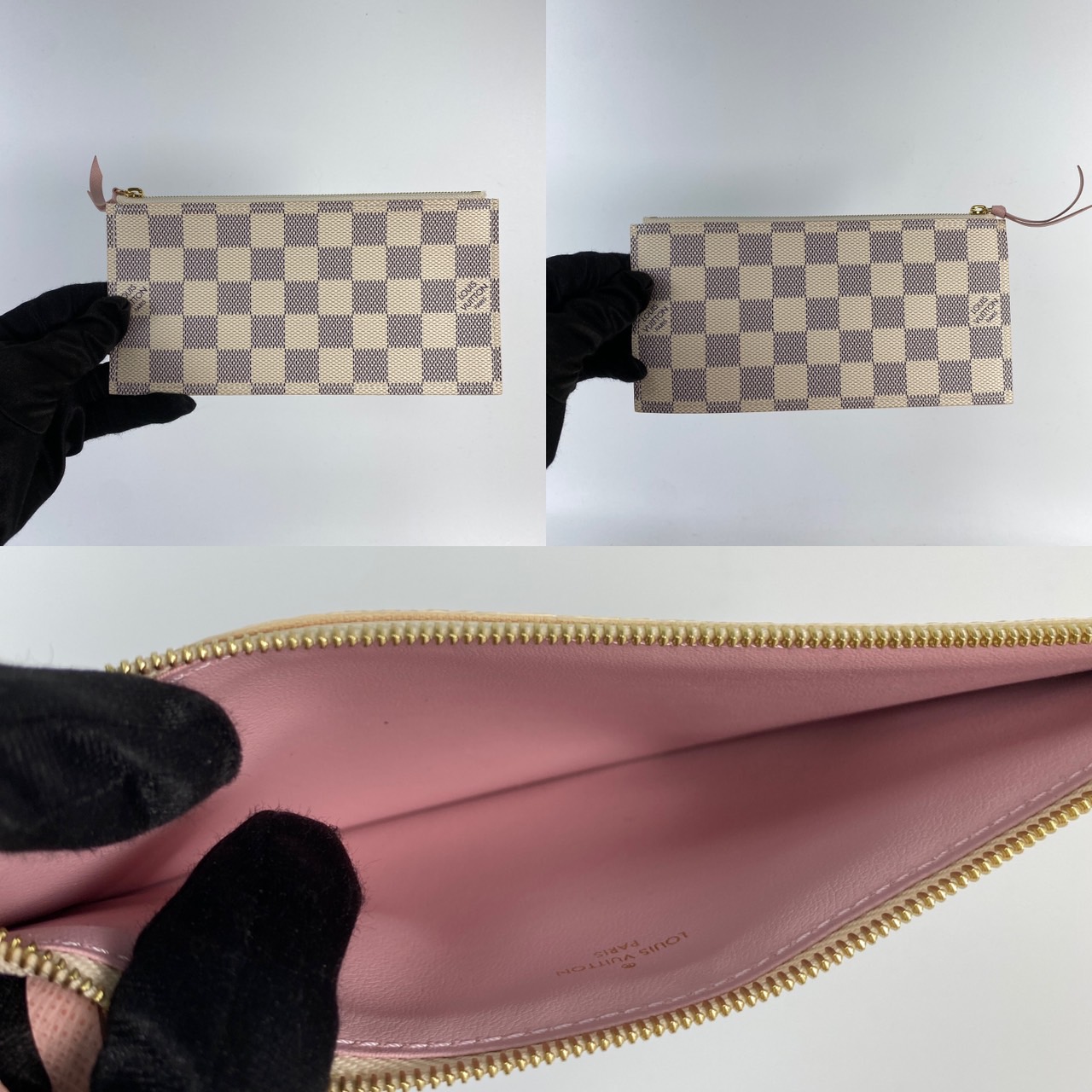 路易威登 LOUIS VUITTON Pochette Félicie 鏈條包 N63106 晶片款 白棋盤信封包 原廠盒子/防塵袋/內袋2/鍊帶