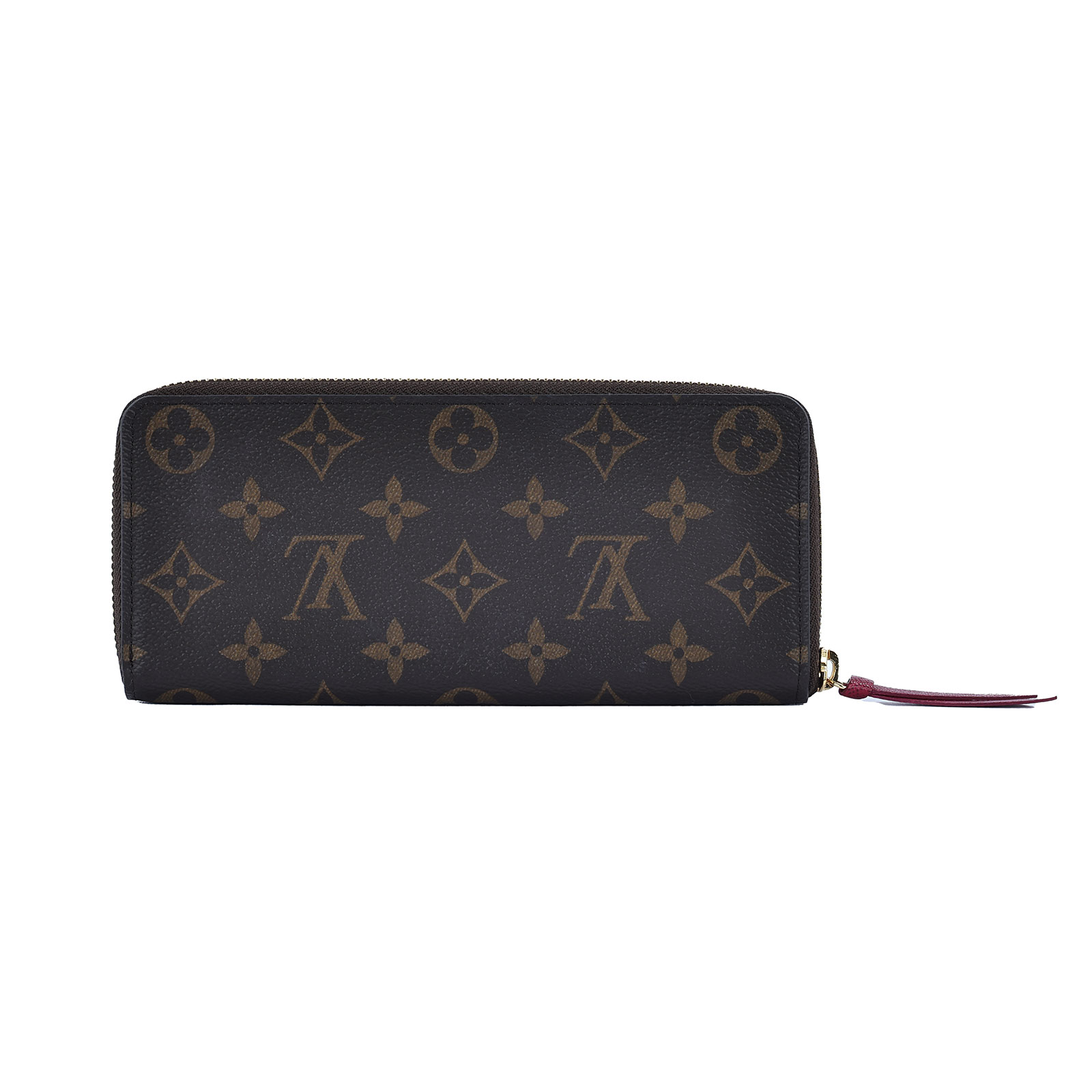 路易威登 LOUIS VUITTON Clémence 錢包 拉鍊 長夾 經典帆布 紫紅色 M60742 晶片款 原花Clémence拉鍊長夾 原廠盒子/防塵袋