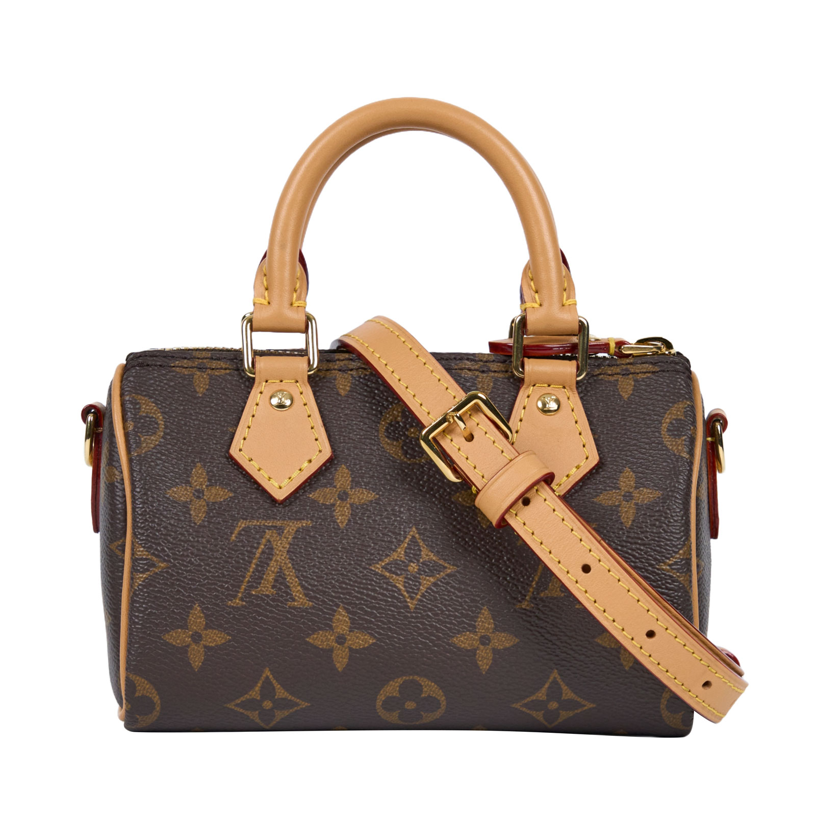 路易威登 LOUIS VUITTON Nano Speedy 經典帆布 手提 斜背 波士頓包 M61252 原花NANO SPEEDY 防塵袋/背帶