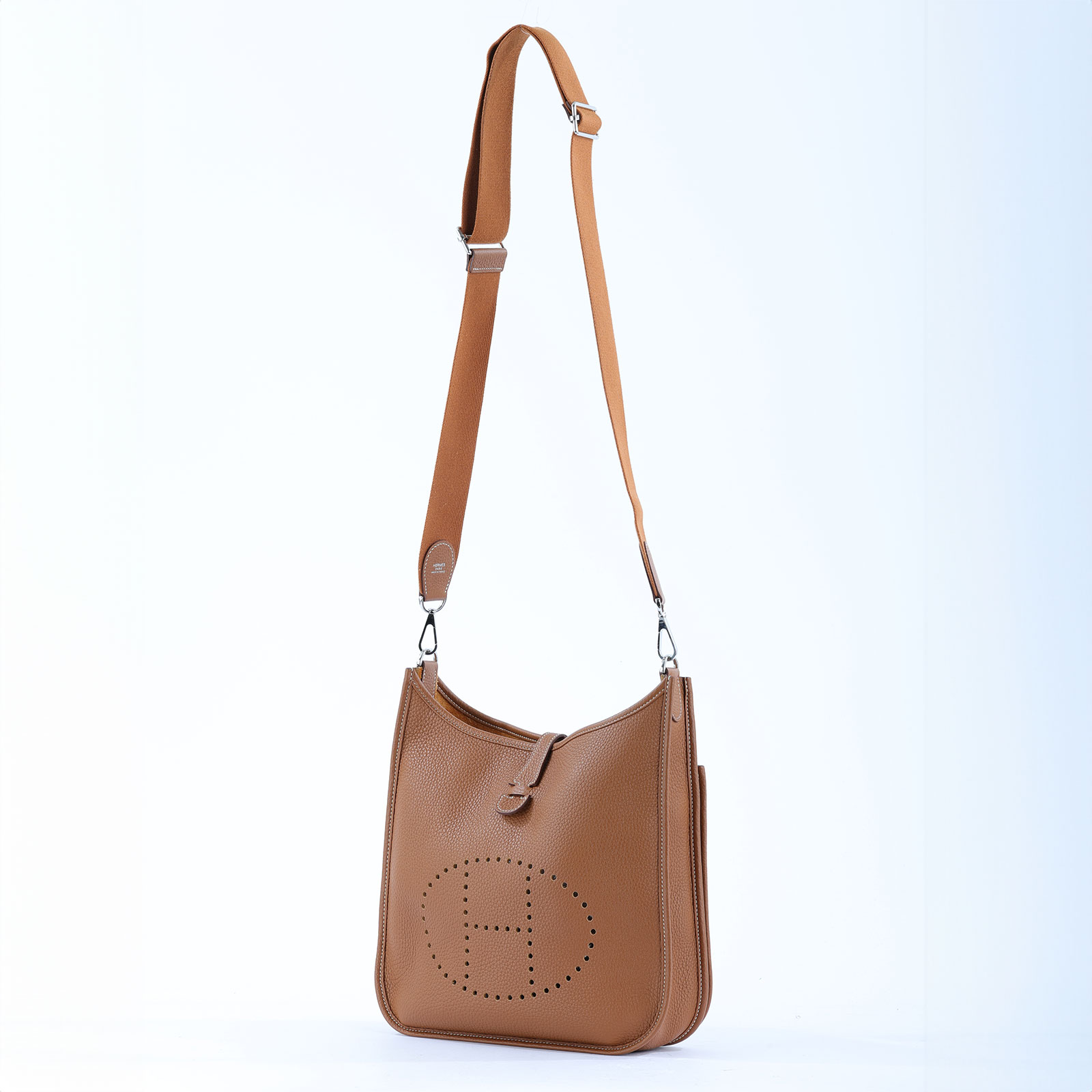 愛馬仕 Hermès Evelyne Bag 伊芙琳包 29 馬蹄型 EV29 B刻 金棕Evelyne29 背帶