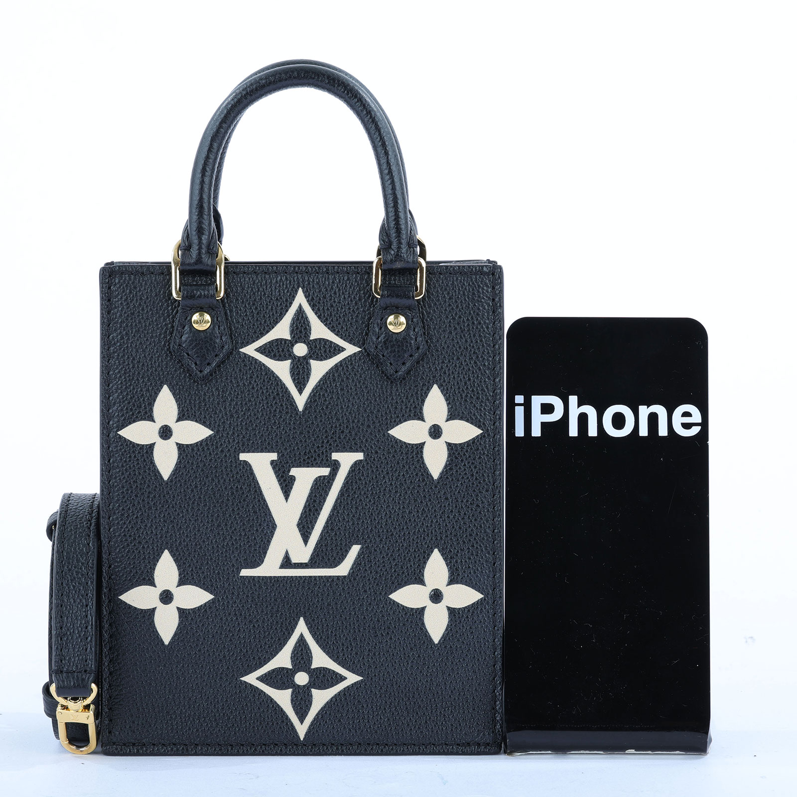 路易威登 LOUIS VUITTON Petit Sac Plat 斜背琴譜包 黑色 米色 M81416 晶片款  原廠盒子/防塵袋/背帶