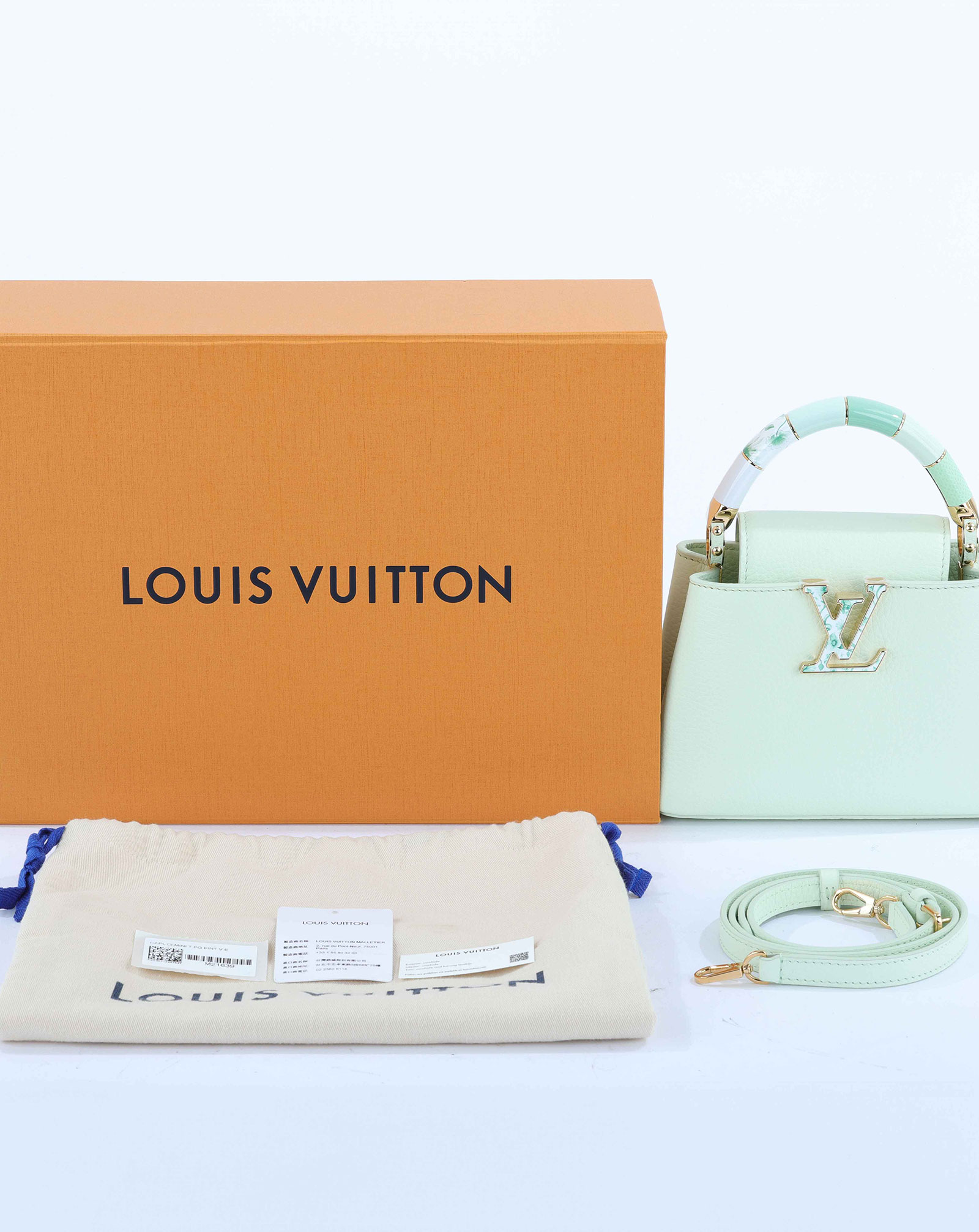 路易威登 LOUIS VUITTON Capucines Mini Bag 迷你 手提包 M21639 晶片款  原廠盒子/防塵袋/背帶