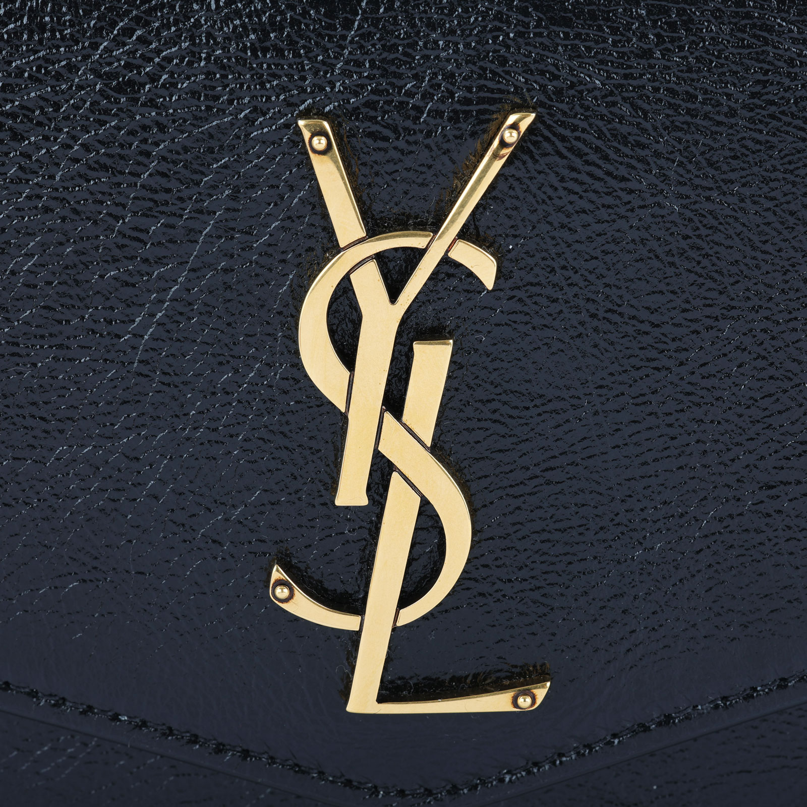 聖羅蘭 YSL SAINT LAURENT Uptown 粒面壓紋皮革 鏈條錢包 6077881GF0J 黑LOGO信封鍊包 原廠盒子/內袋