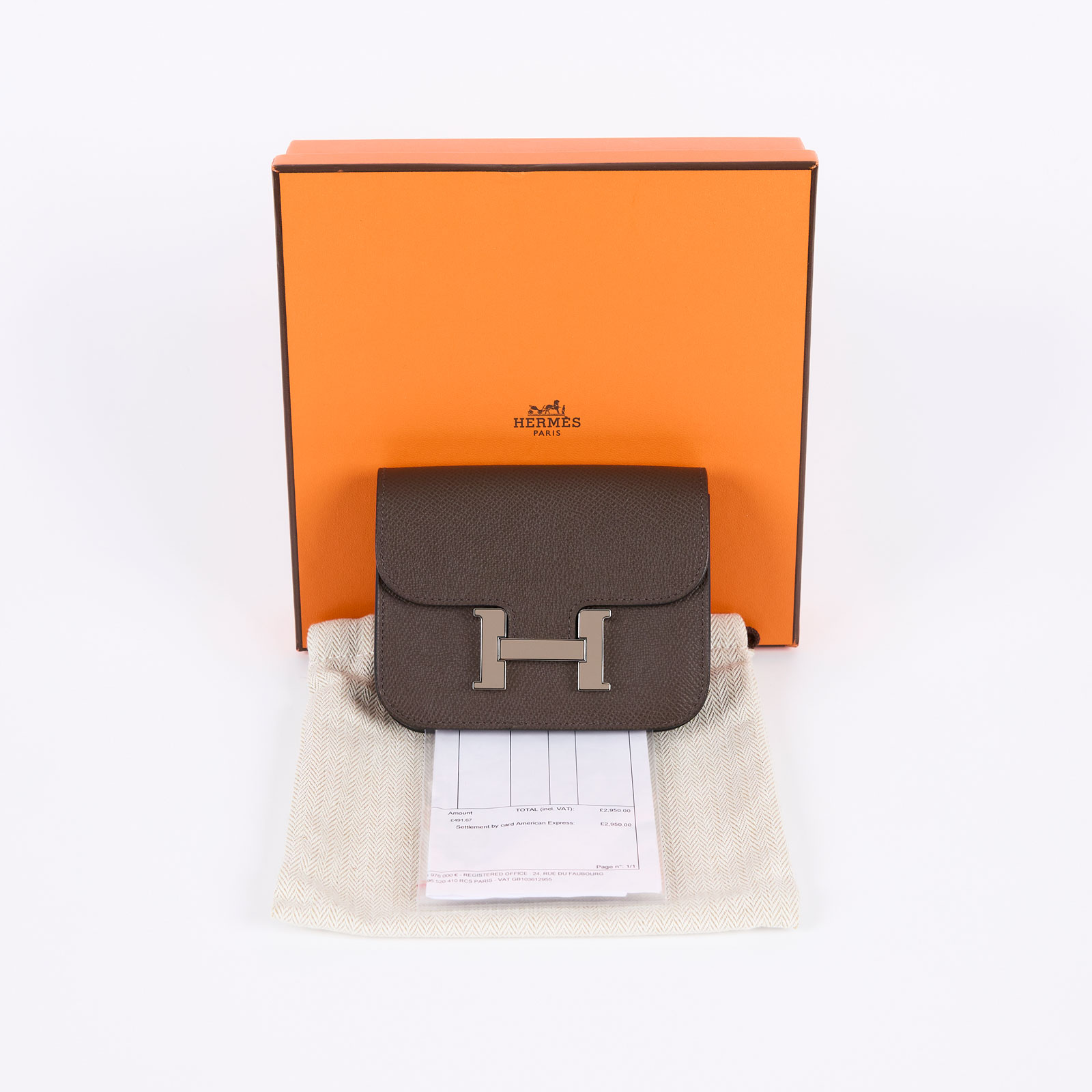 愛馬仕 Hermès Constance Bag Epsom 康康包 短夾 Slim  CNSLIM B刻/色號4C  原廠盒子/防塵袋/國外購買證明