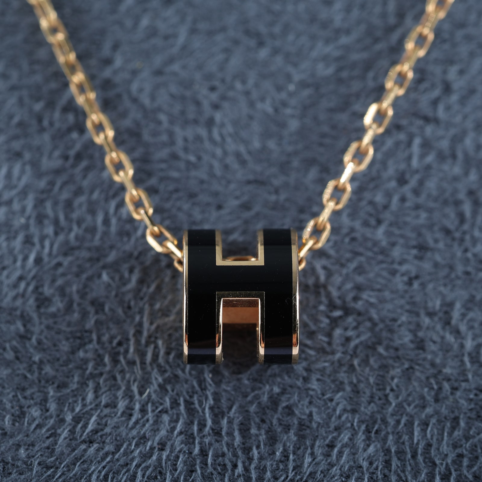 愛馬仕 Hermès Mini Pop H 墜飾 POPHPMINI GD 12 01 黑金MINI POP項鍊 原廠盒子/防塵袋