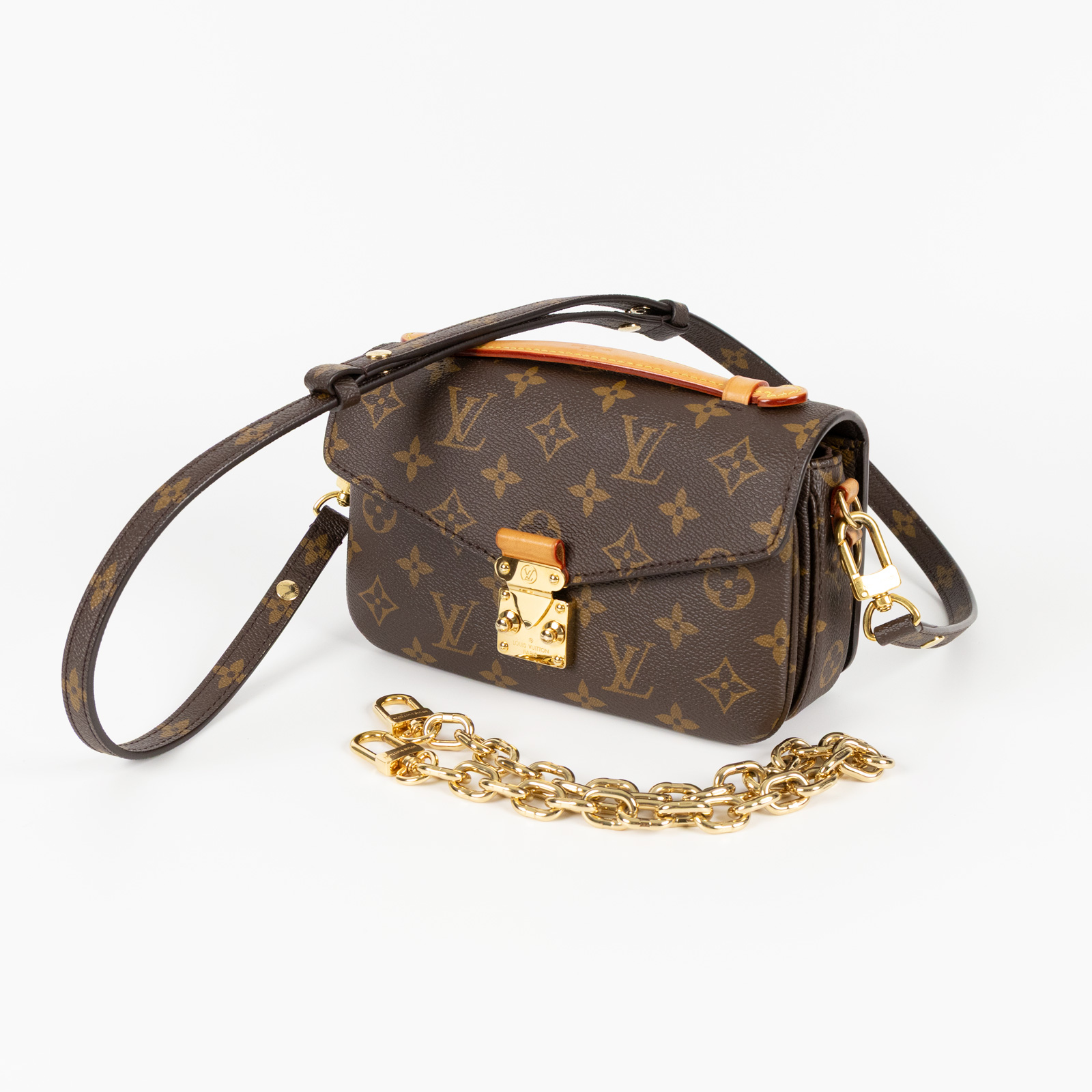 路易威登 LOUIS VUITTON Pochette Métis East West 老花 鏈條 郵差包 腋下單肩包 M46279 晶片款  原廠盒子/防塵袋/購買證明