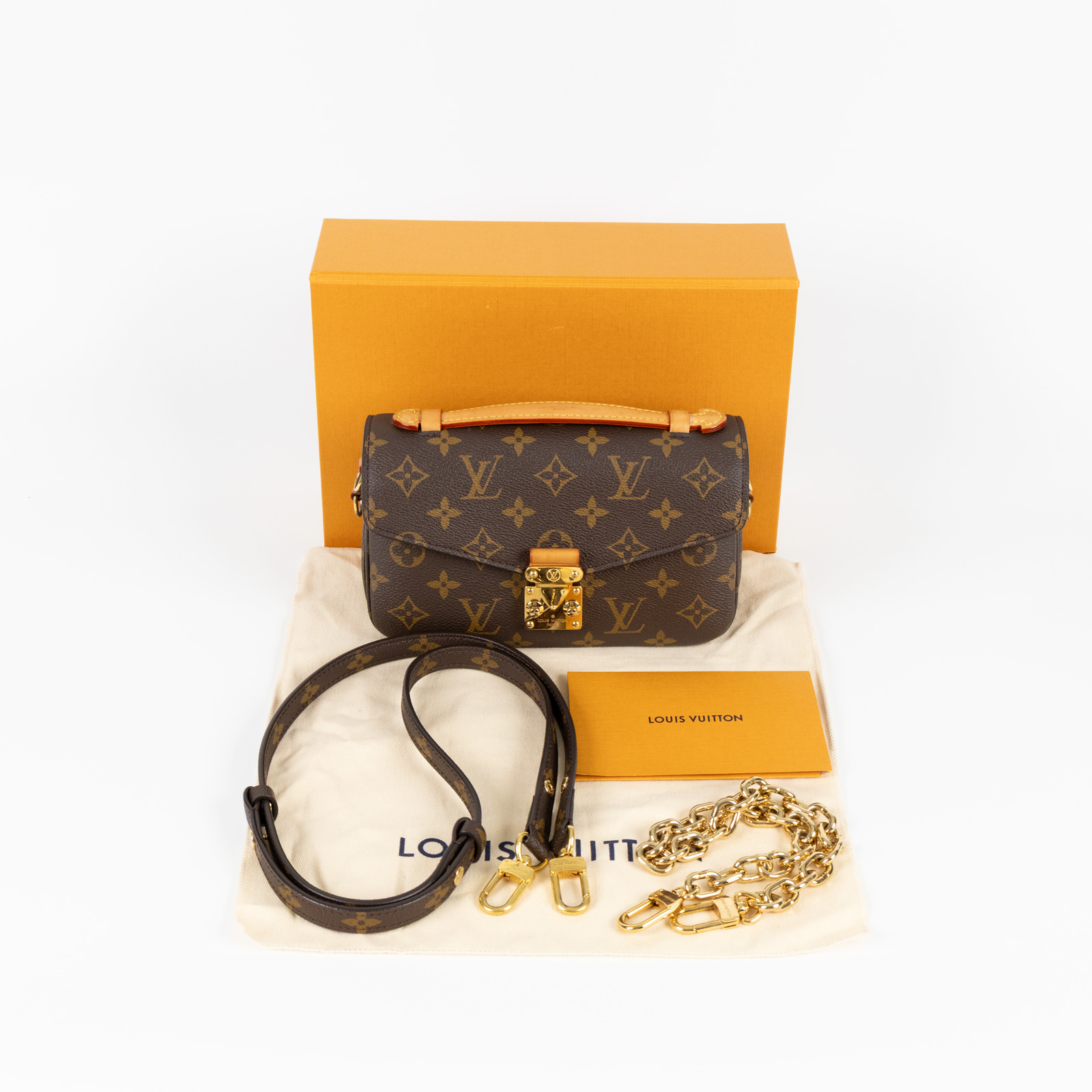 路易威登 LOUIS VUITTON Pochette Métis East West 老花 鏈條 郵差包 腋下單肩包 M46279 晶片款  原廠盒子/防塵袋/購買證明
