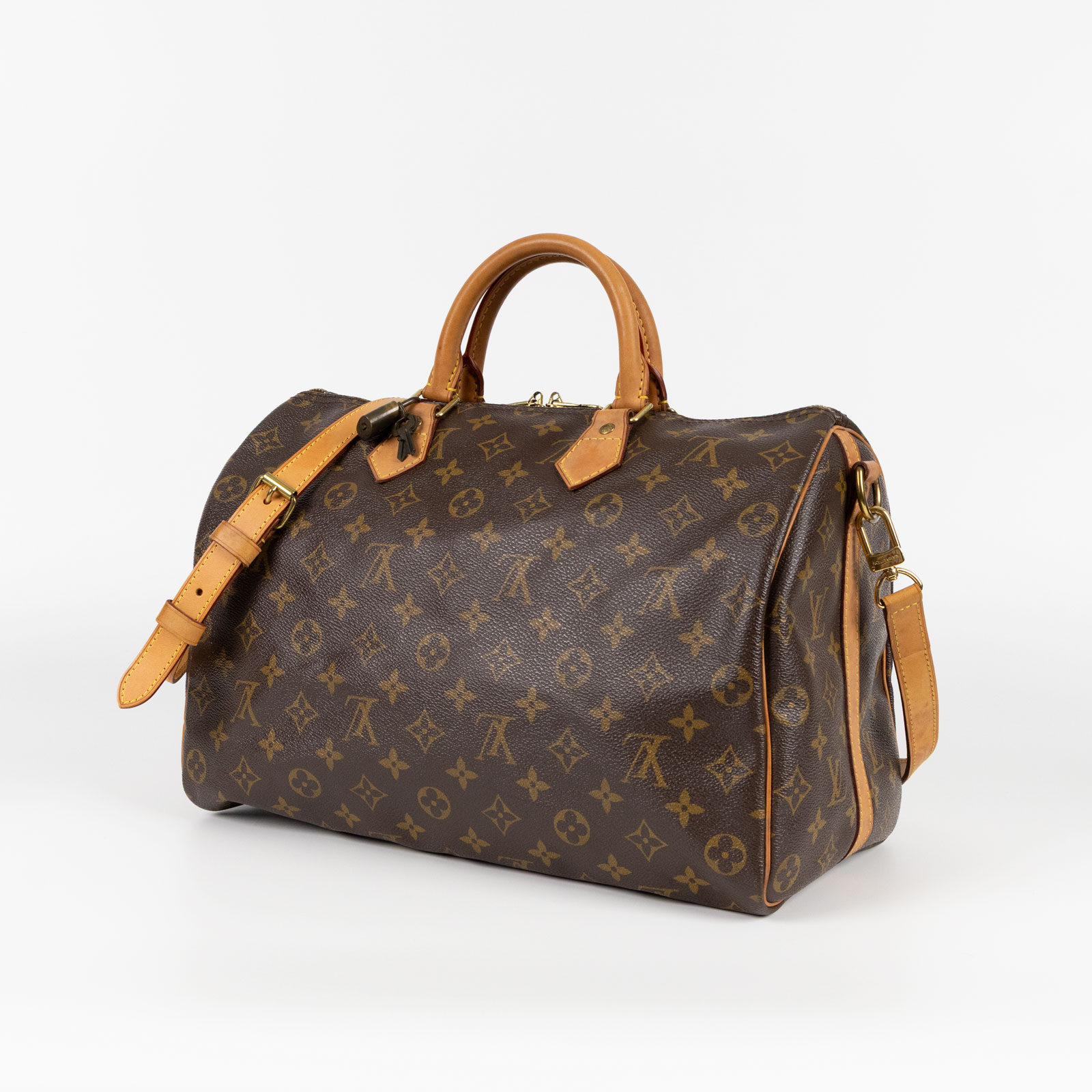 路易威登 LOUIS VUITTON Speedy Bandoulière  35 原花 手提 斜背 波士頓包 M40392  背帶/鎖組/防塵袋