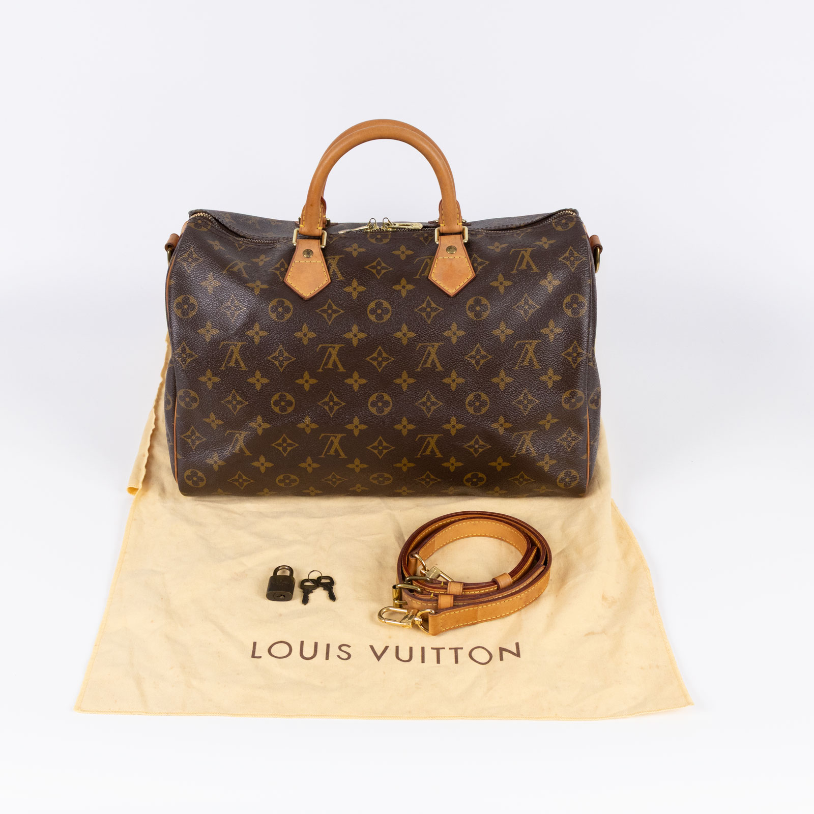 路易威登 LOUIS VUITTON Speedy Bandoulière  35 原花 手提 斜背 波士頓包 M40392  背帶/鎖組/防塵袋