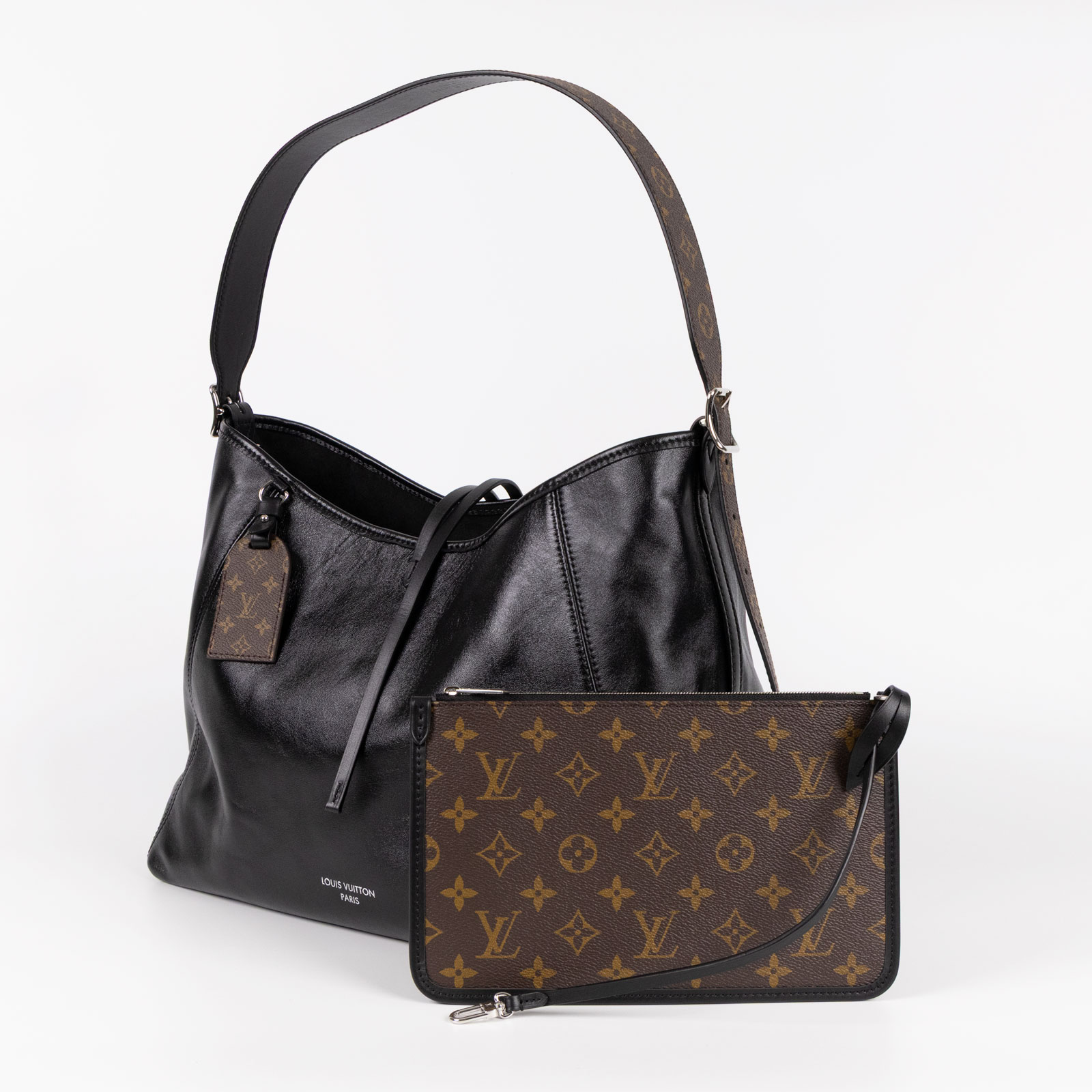 路易威登 LOUIS VUITTON CarryAll Vibe MM 手提 肩背包 黑色 M25143 晶片款  原廠盒子/防塵袋/內袋