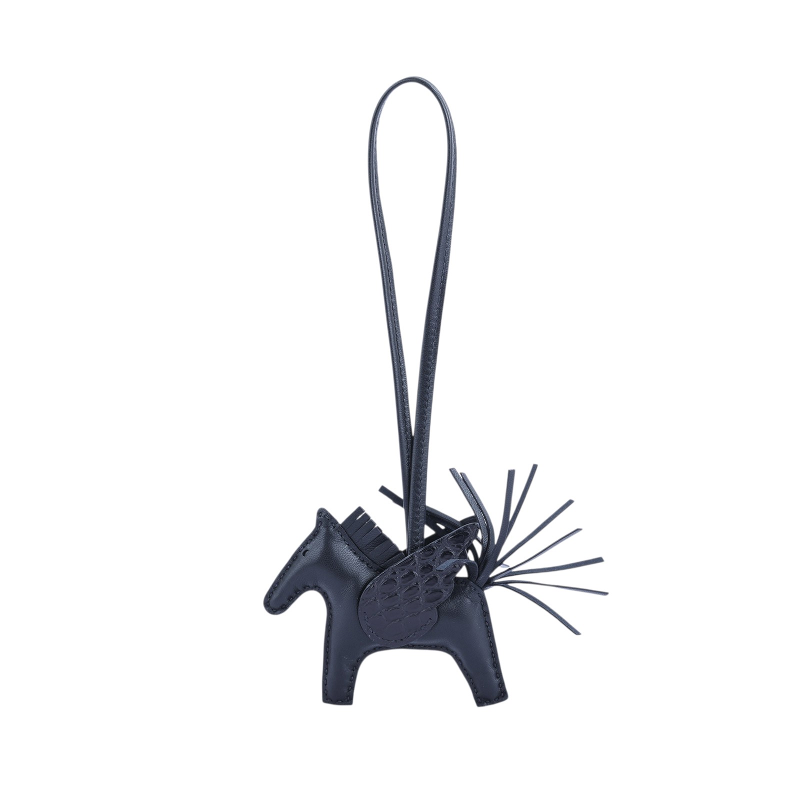 愛馬仕 Hermès Rodeo PM 飛馬 吊飾 RODEOPM W刻 黑拼鱷魚皮RODEO PM 原廠盒子/瀕臨絕種野生動植物國際貿易公約