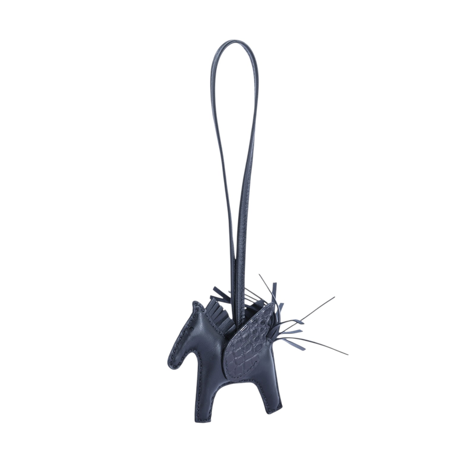 愛馬仕 Hermès Rodeo PM 飛馬 吊飾 RODEOPM W刻 黑拼鱷魚皮RODEO PM 原廠盒子/瀕臨絕種野生動植物國際貿易公約