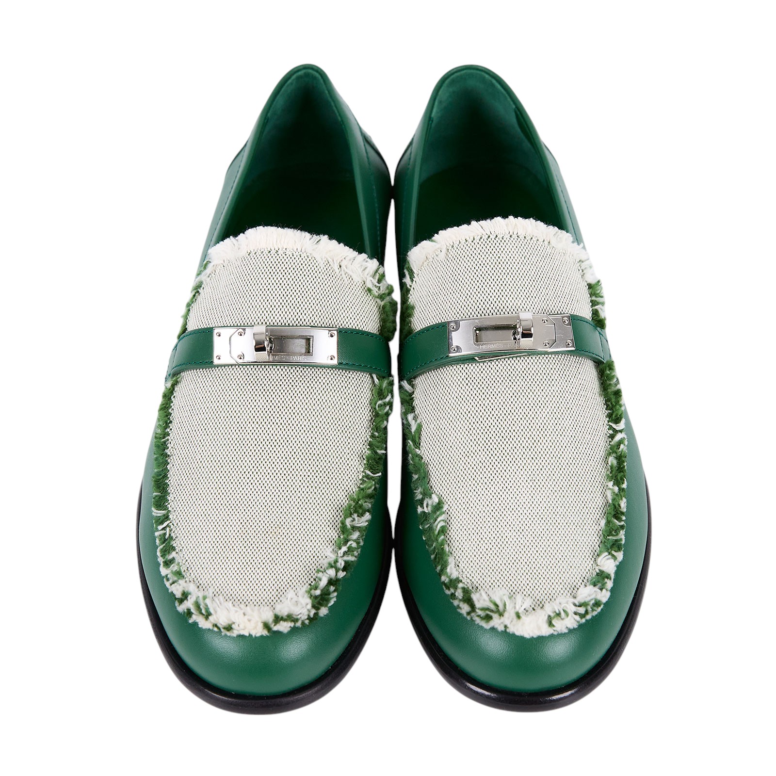 愛馬仕 Hermès Kelly 莫卡辛鞋  #38.5 綠色KELLY 鞋 原廠盒子/防塵袋