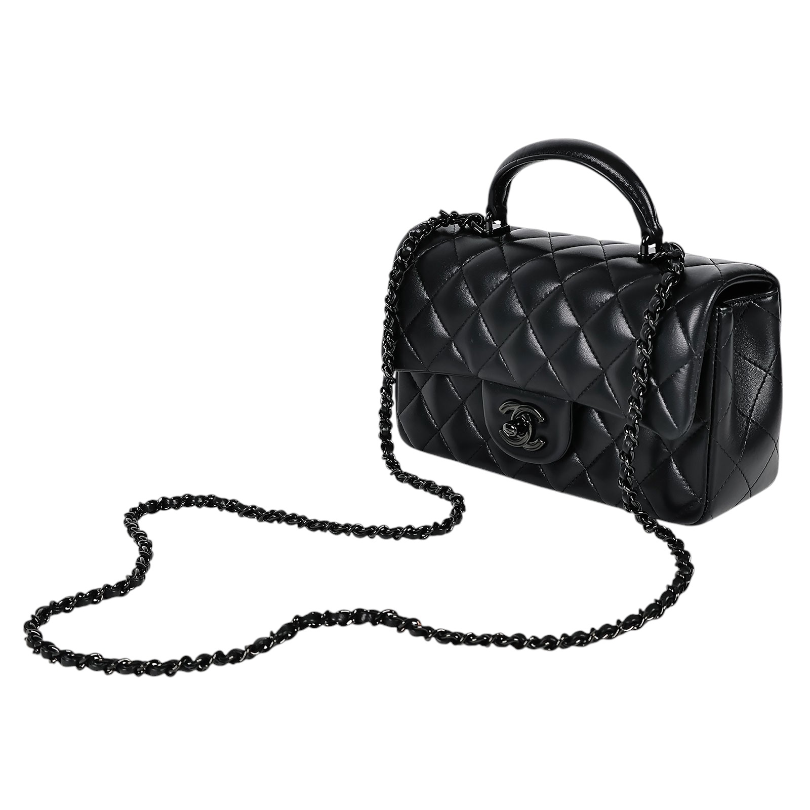 香奈兒 CHANEL Coco Handle 20 手提 側背 斜背包  晶片款 SO BLACK羊皮 HANDLE COCO20 無附屬品