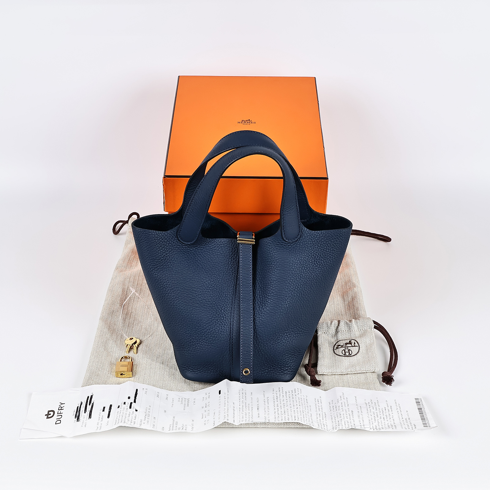 愛馬仕 Hermès Picotin Lock 18 菜籃子包 PT18 U刻 普魯士藍 PICOTIN18 原廠盒子/防塵袋/購買證明/鎖組