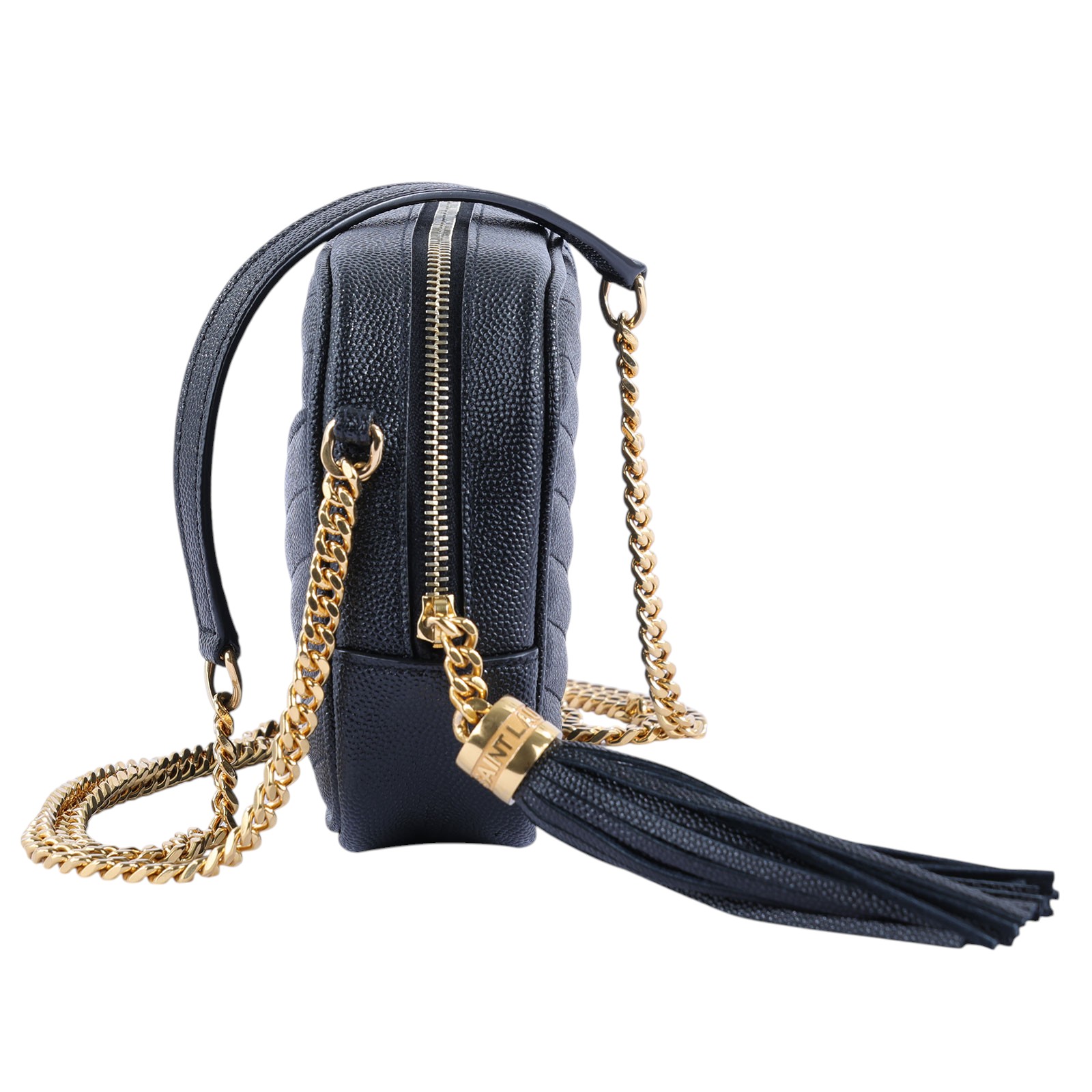 聖羅蘭 YSL SAINT LAURENT Lou 迷你 鏈條 斜跨包 6125791GF01 黑金流蘇相機包 無附屬品