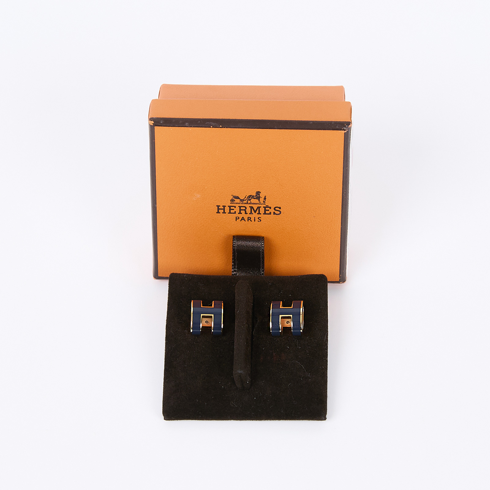 愛馬仕 Hermès Mini Pop H 耳釘 POPHE  藍色H 耳環 原廠盒子