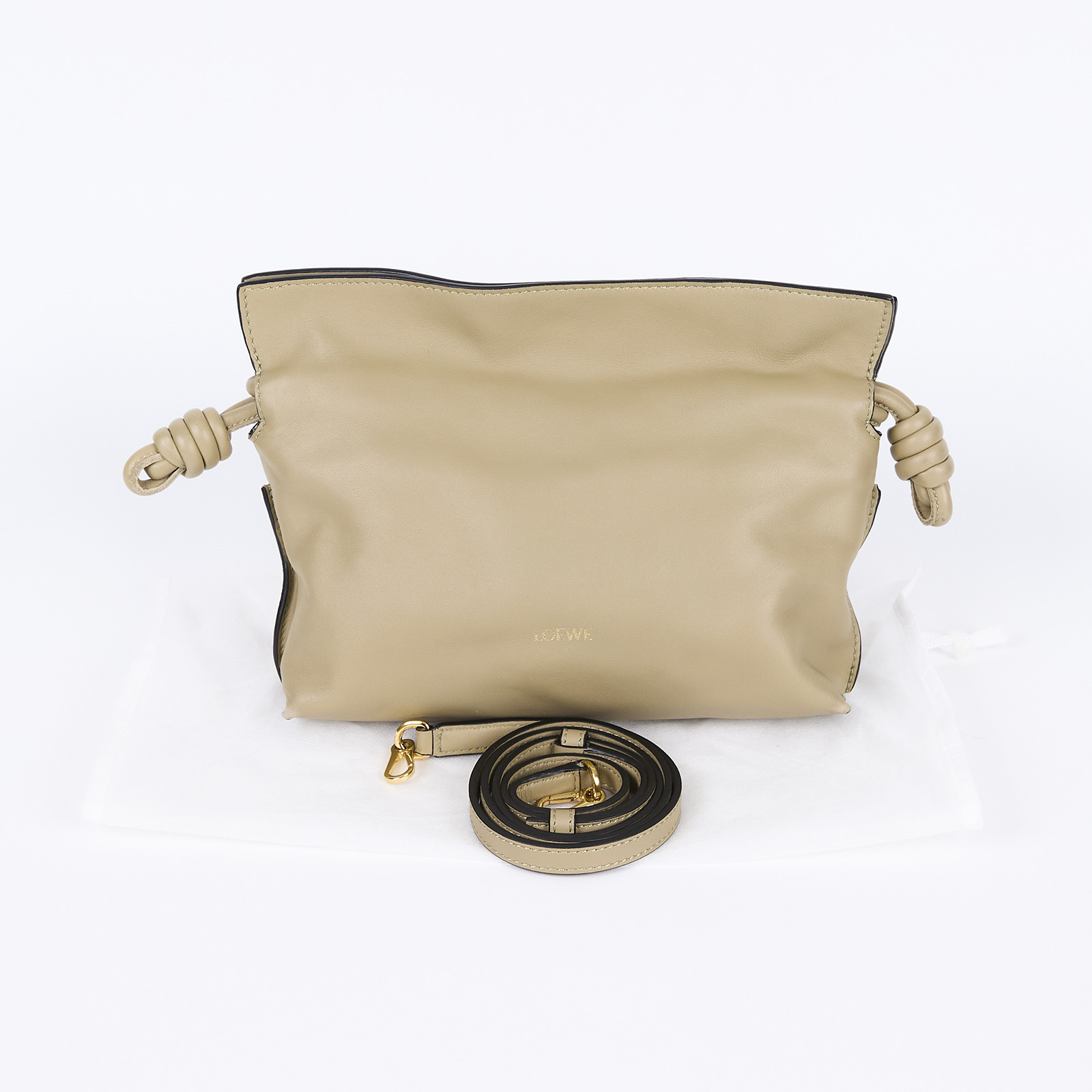 羅意威 LOEWE Mini Flamenco clutch 小牛皮 迷你 肩背包 A411FC2X73 墨綠FLAMENCO MINI 背帶