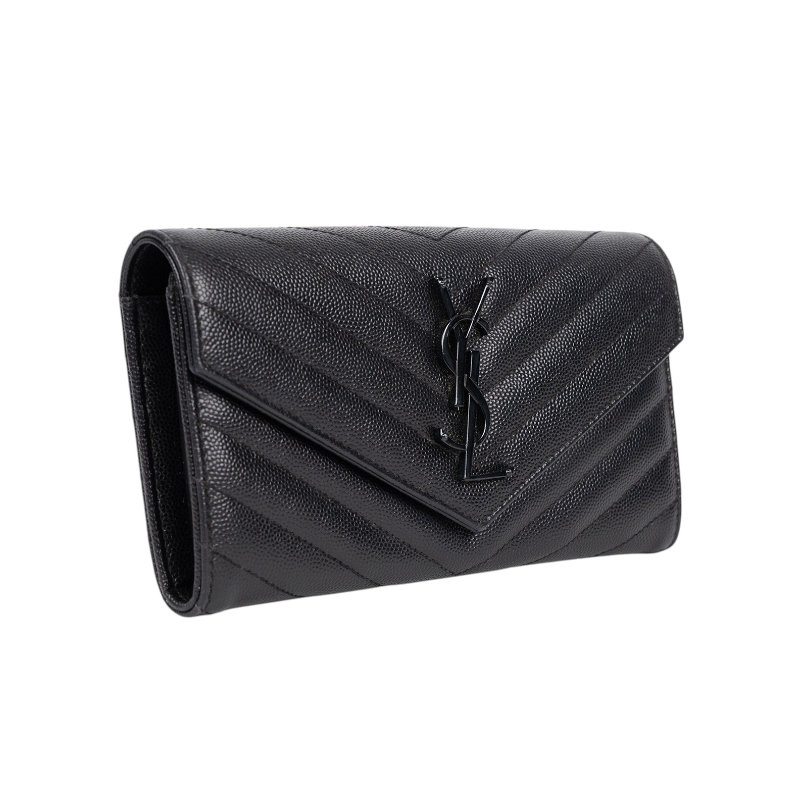 聖羅蘭 YSL SAINT LAURENT Cassandre Matelassé 粒面壓紋皮革 大型 翻蓋錢包 長夾 372264BOW08  原廠盒子/防塵袋