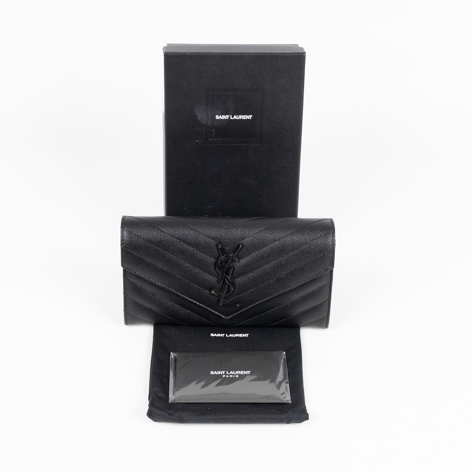 聖羅蘭 YSL SAINT LAURENT Cassandre Matelassé 粒面壓紋皮革 大型 翻蓋錢包 長夾 372264BOW08  原廠盒子/防塵袋