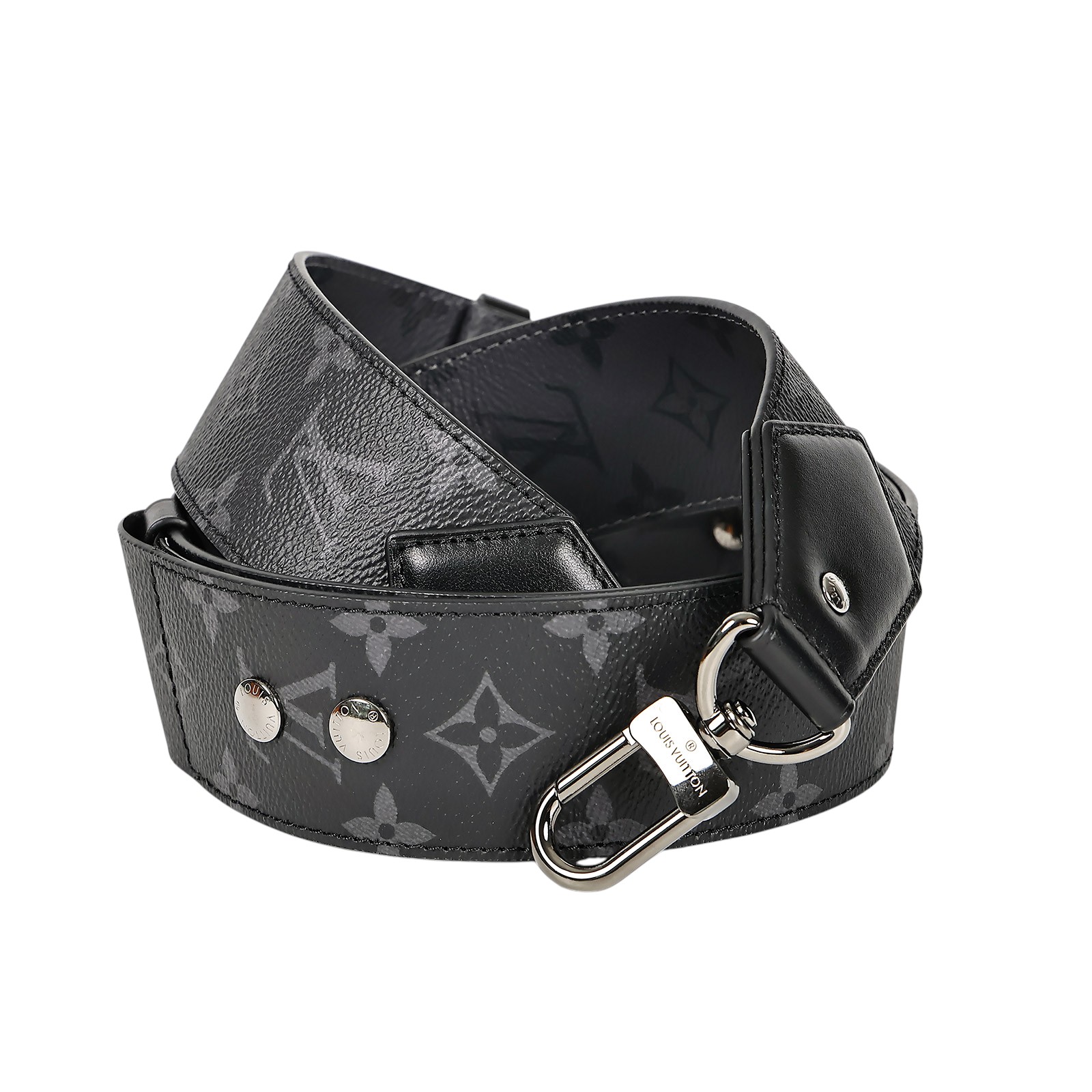 路易威登 LOUIS VUITTON 雙面肩帶 J02498 黑原花雙面背帶 原廠盒子/防塵袋/購買證明