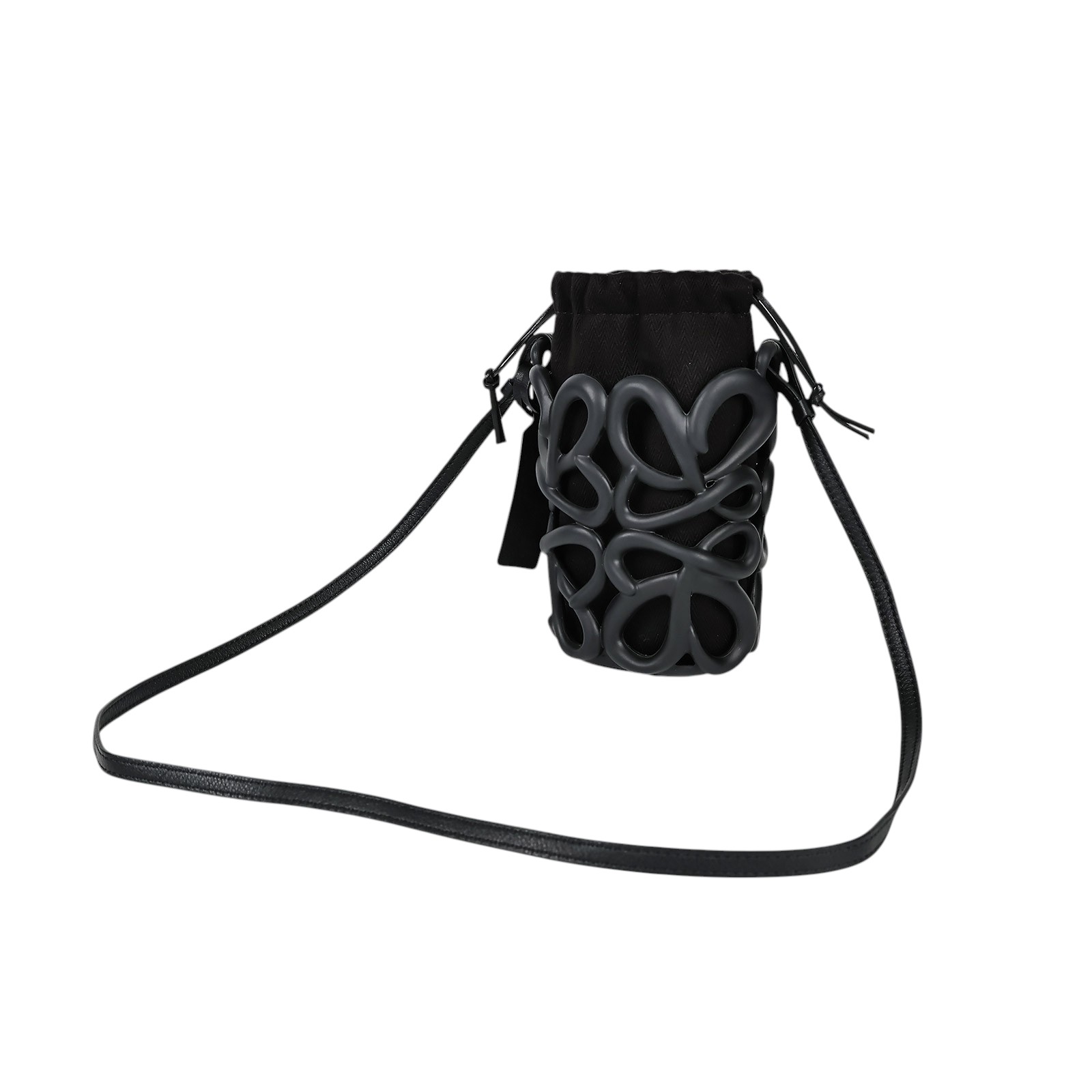 羅意威 LOEWE Anagram 束口 單肩包 C630G26X01 黑橡膠ANITGONA CUT OUT小水桶 無附屬品