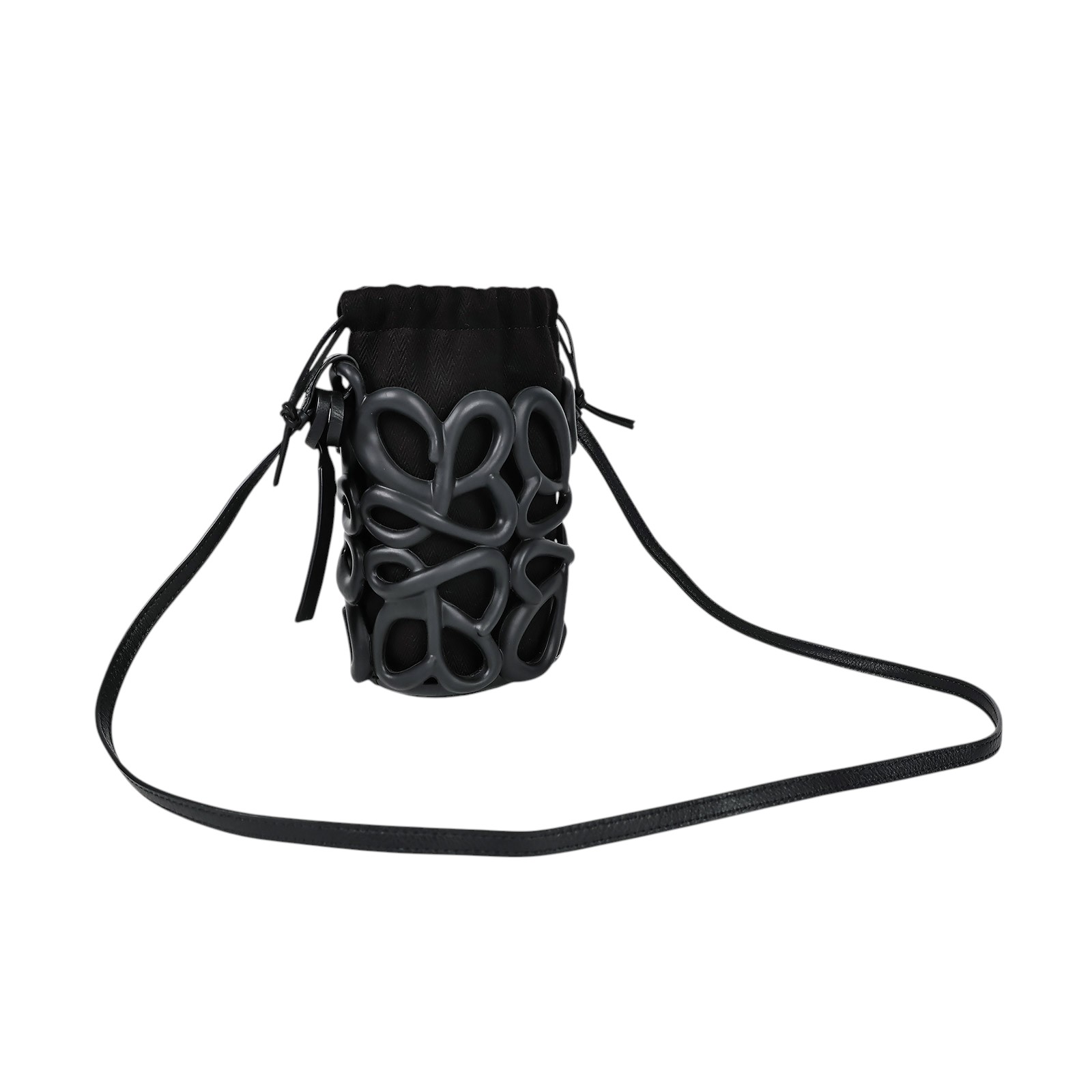 羅意威 LOEWE Anagram 束口 單肩包 C630G26X01 黑橡膠ANITGONA CUT OUT小水桶 無附屬品