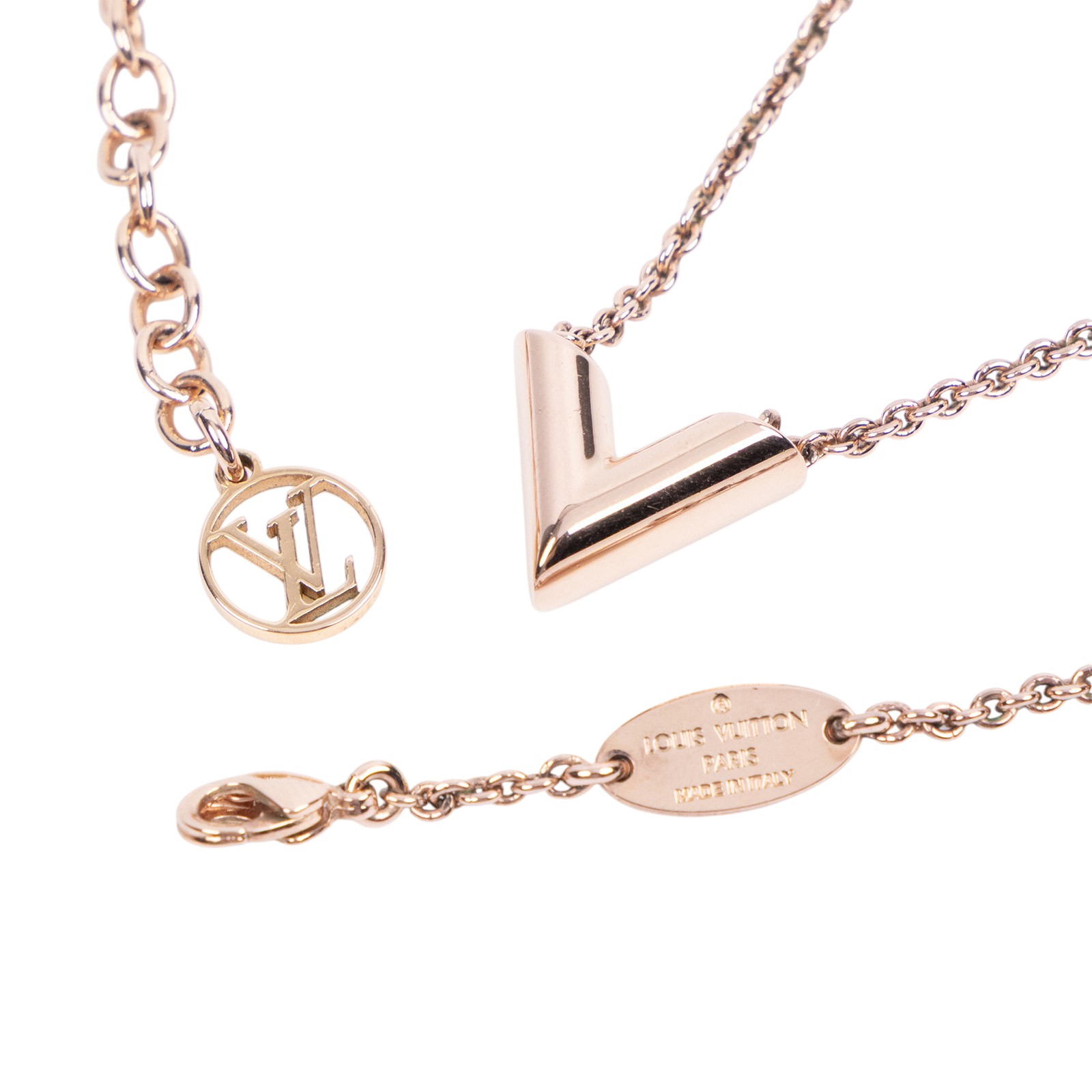 路易威登 LOUIS VUITTON Essential V 項鏈 M80137 玫瑰金V字項鍊 原廠盒子/防塵袋
