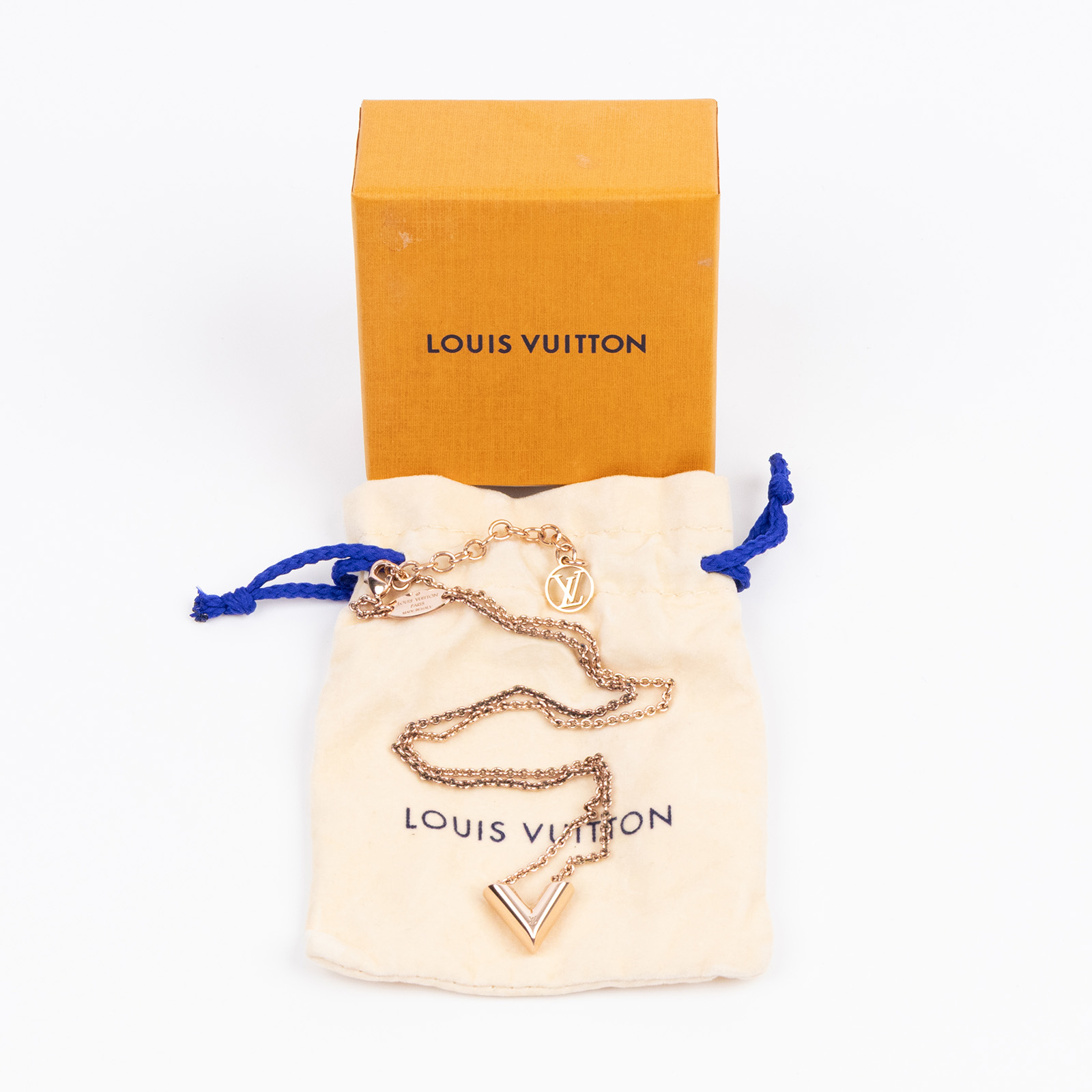 路易威登 LOUIS VUITTON Essential V 項鏈 M80137 玫瑰金V字項鍊 原廠盒子/防塵袋