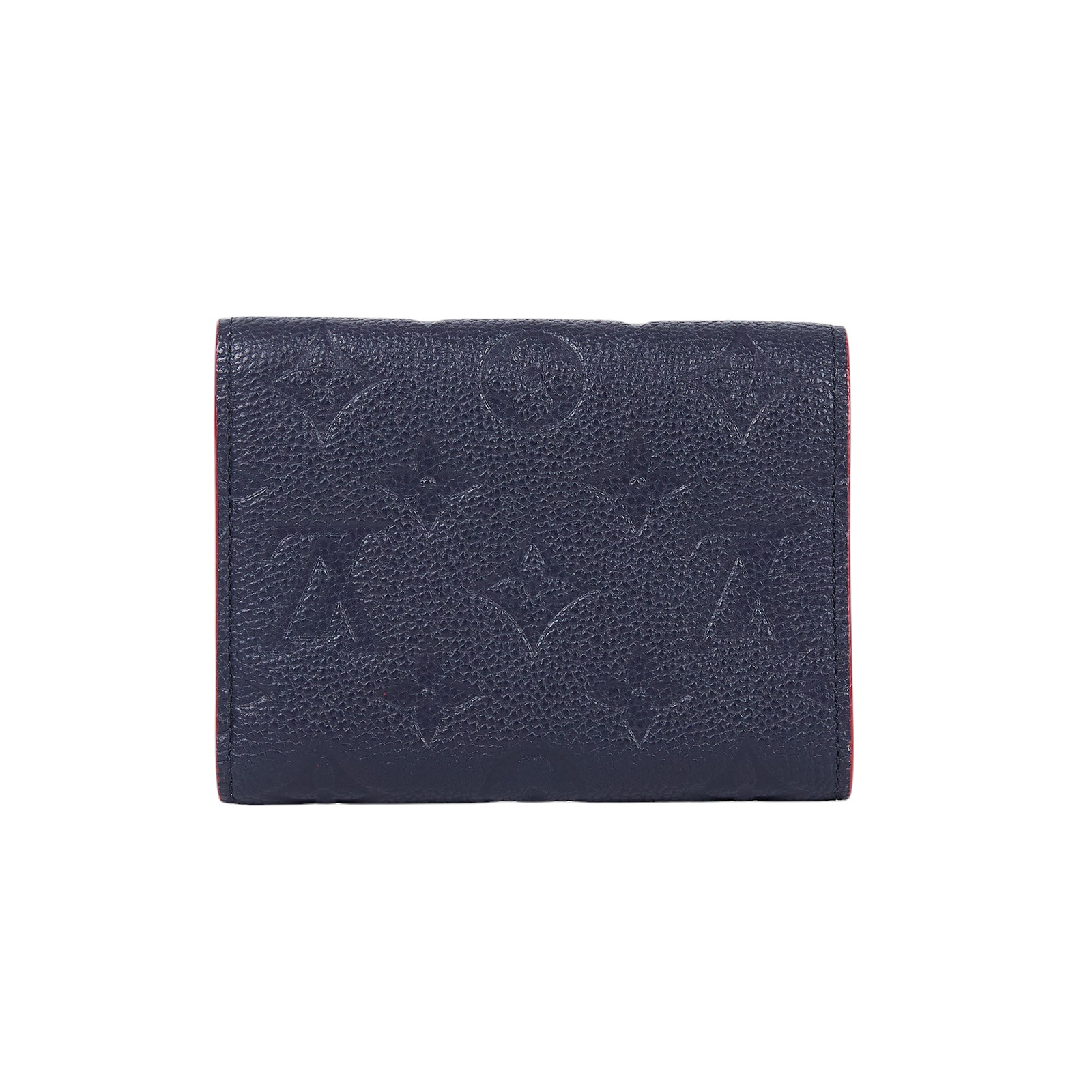 路易威登 LOUIS VUITTON Victorine 壓花皮革 三折暗釦 短夾 海軍藍 紅色 M64577 晶片款  原廠盒子/防塵袋/購買證明影本