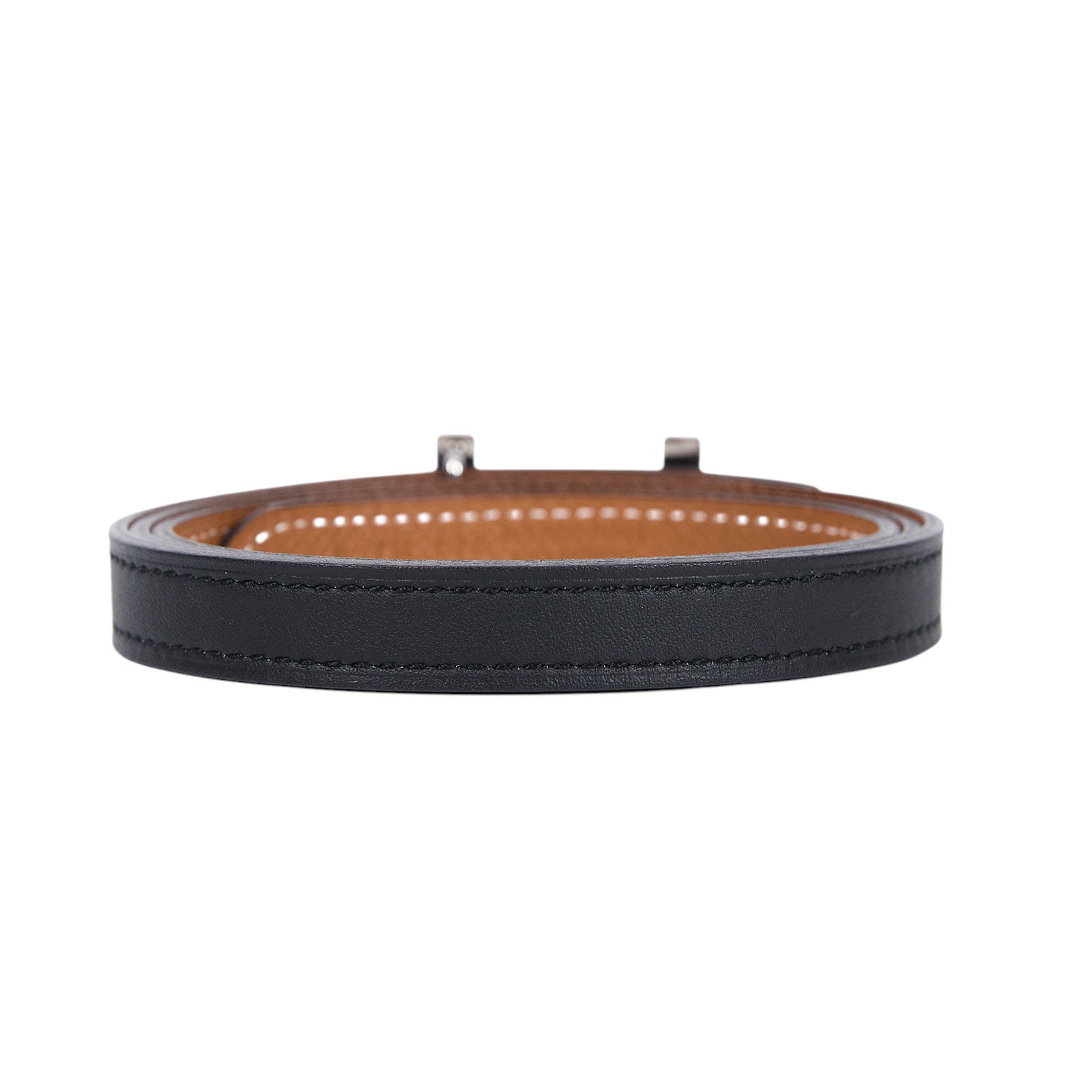 愛馬仕 Hermès H 皮帶釦 雙面皮腰帶 HBELT3275 #75/B刻 黑細版皮帶 防塵袋