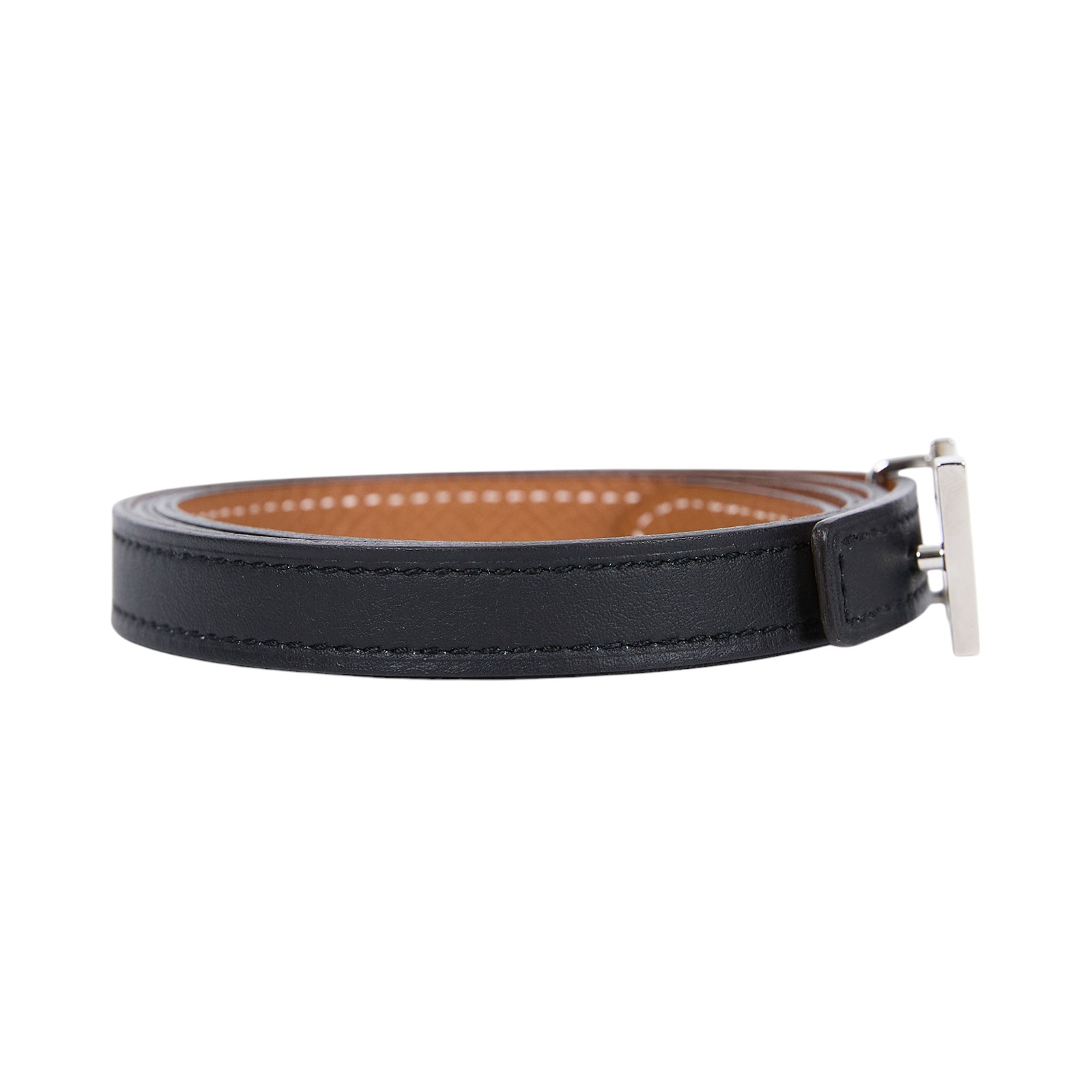 愛馬仕 Hermès H 皮帶釦 雙面皮腰帶 HBELT3275 #75/B刻 黑細版皮帶 防塵袋
