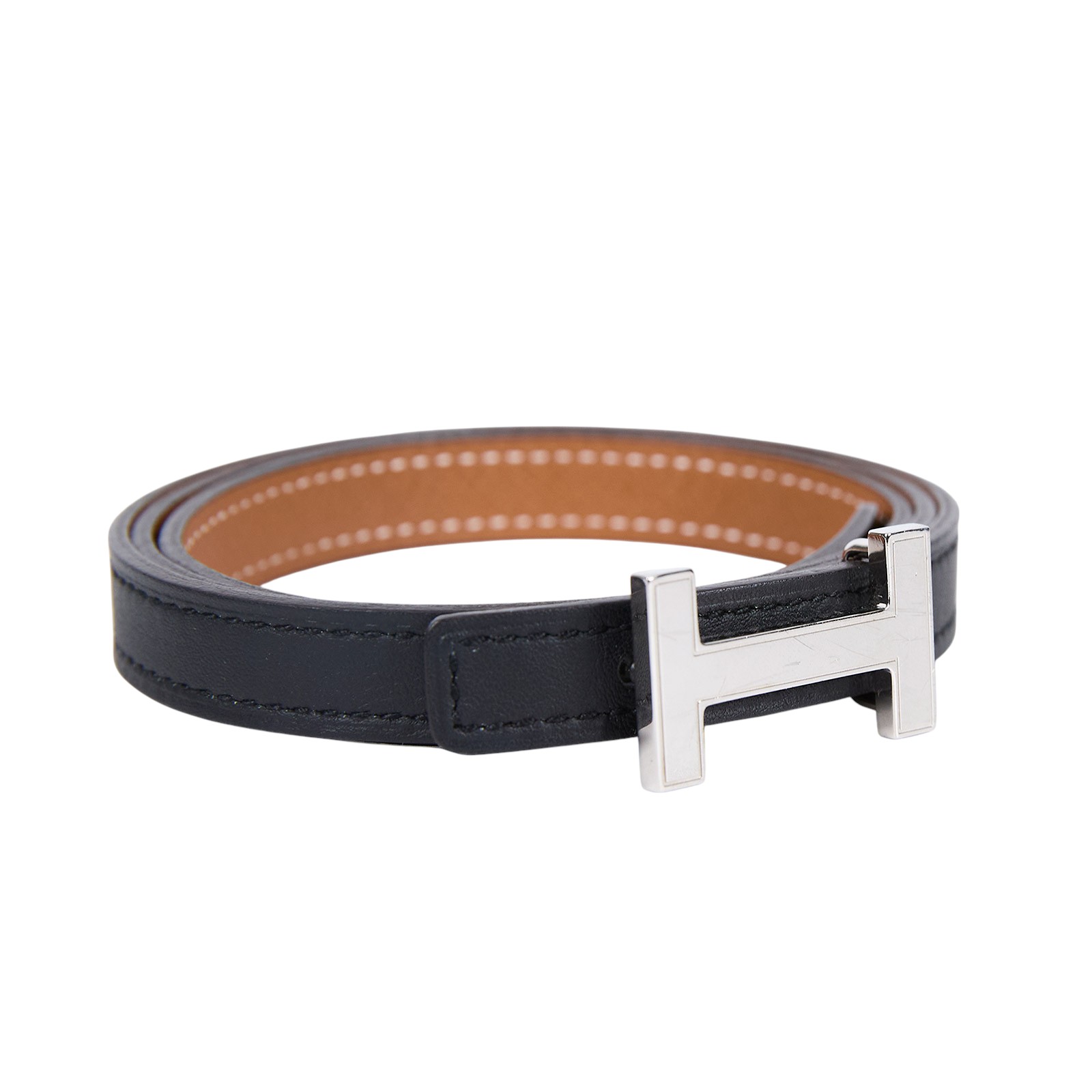 愛馬仕 Hermès H 皮帶釦 雙面皮腰帶 HBELT3275 #75/B刻 黑細版皮帶 防塵袋