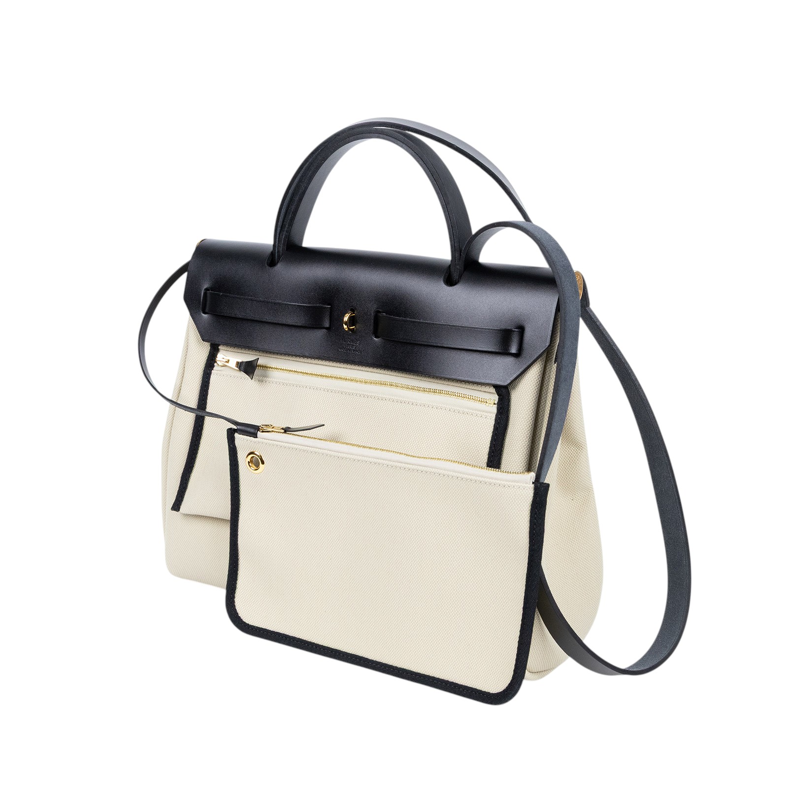 愛馬仕 Hermès Herbag Zip 31 HER31 B刻 黑白HERBAG31 原廠盒子/鎖組/防塵袋