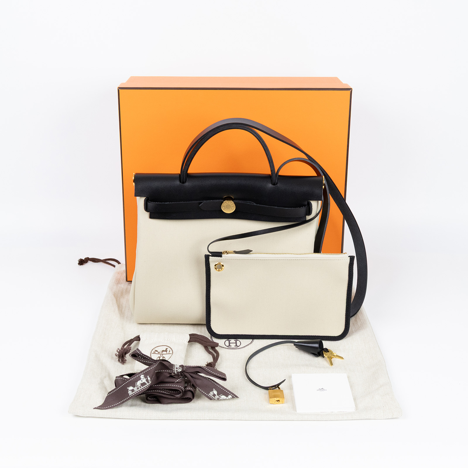 愛馬仕 Hermès Herbag Zip 31 HER31 B刻 黑白HERBAG31 原廠盒子/鎖組/防塵袋