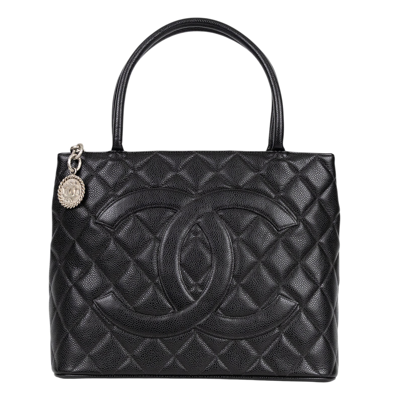 香奈兒 CHANEL 手提包 荔枝牛皮 方型 銀幣包 A01804 6開 黑荔枝錢幣肩背包 防塵袋/保證卡