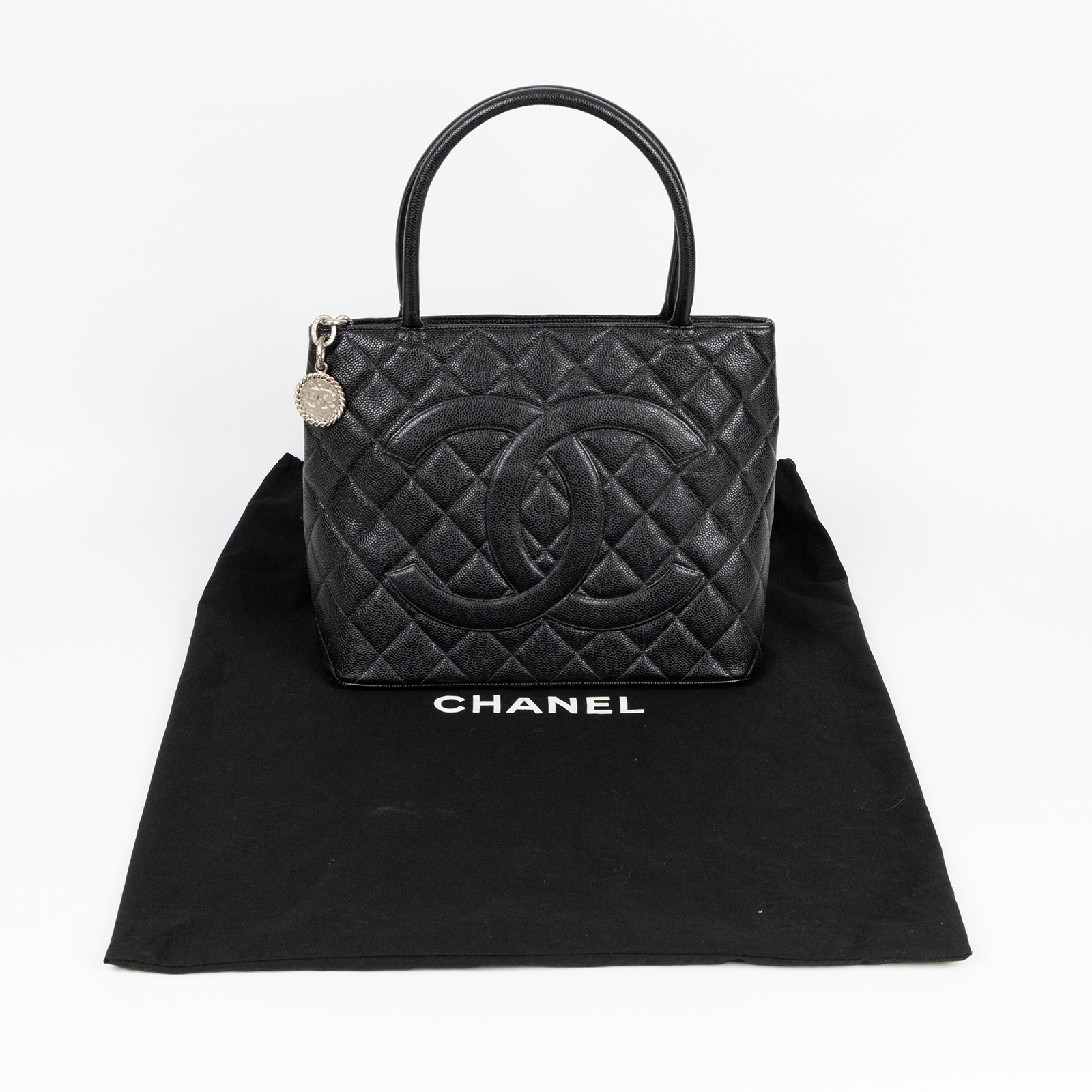 香奈兒 CHANEL 手提包 荔枝牛皮 方型 銀幣包 A01804 6開 黑荔枝錢幣肩背包 防塵袋/保證卡