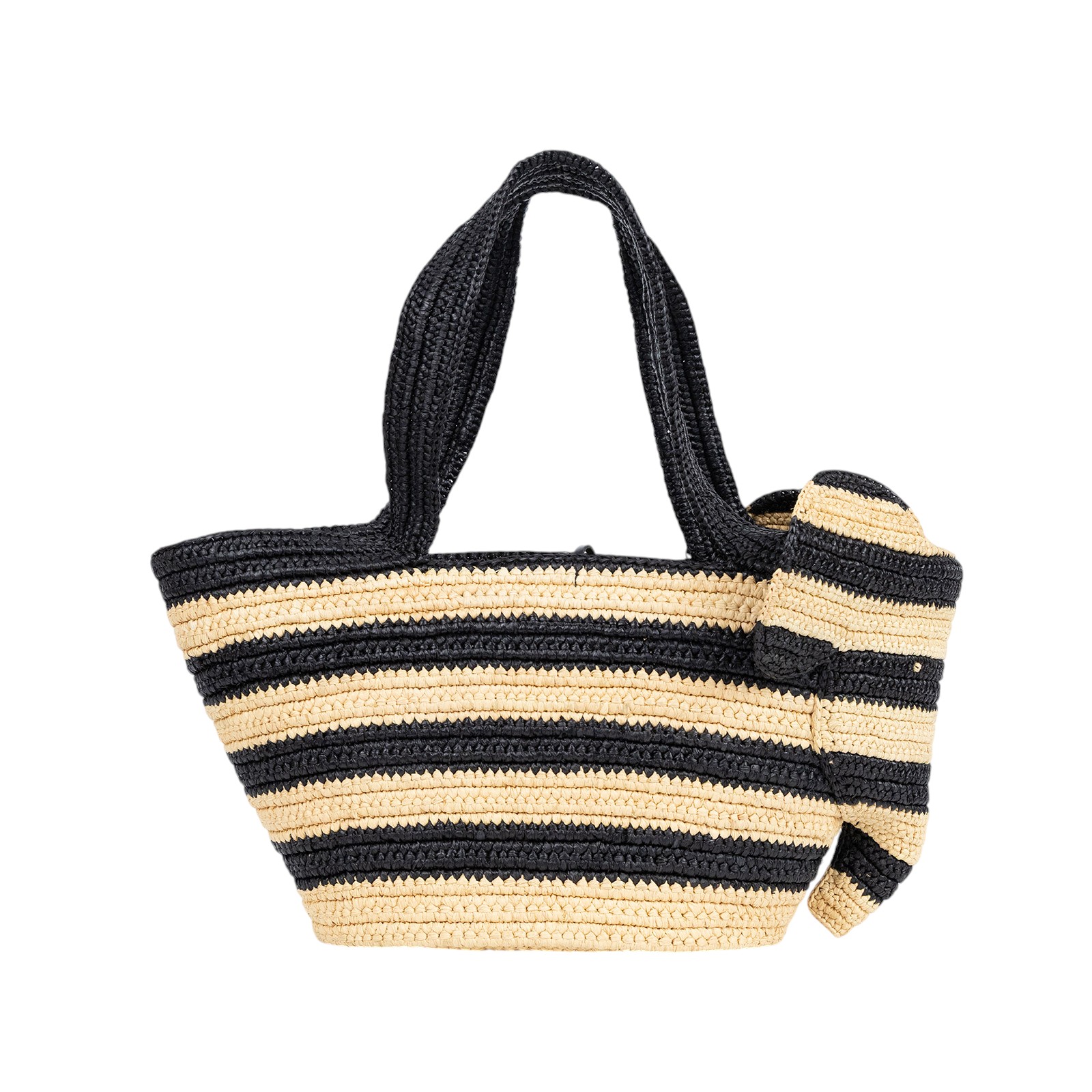 羅意威 LOEWE Elephant basket bag in raffia 大象包 拉菲亞草 托特包 A223T37X02 黑棕條紋草編肩背包 防塵袋
