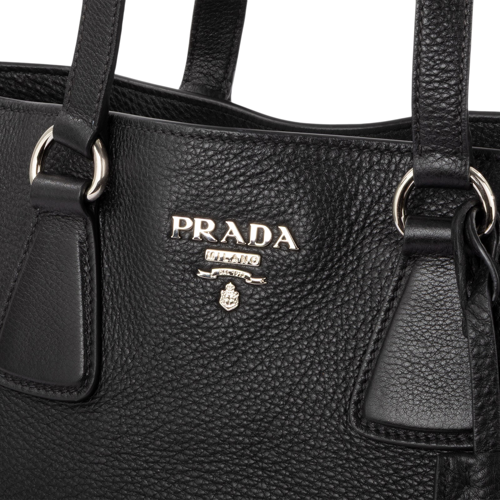 普拉達 PRADA Vitello Daino 托特包 1BG099_2E8K 黑色牛皮肩背包 防塵袋