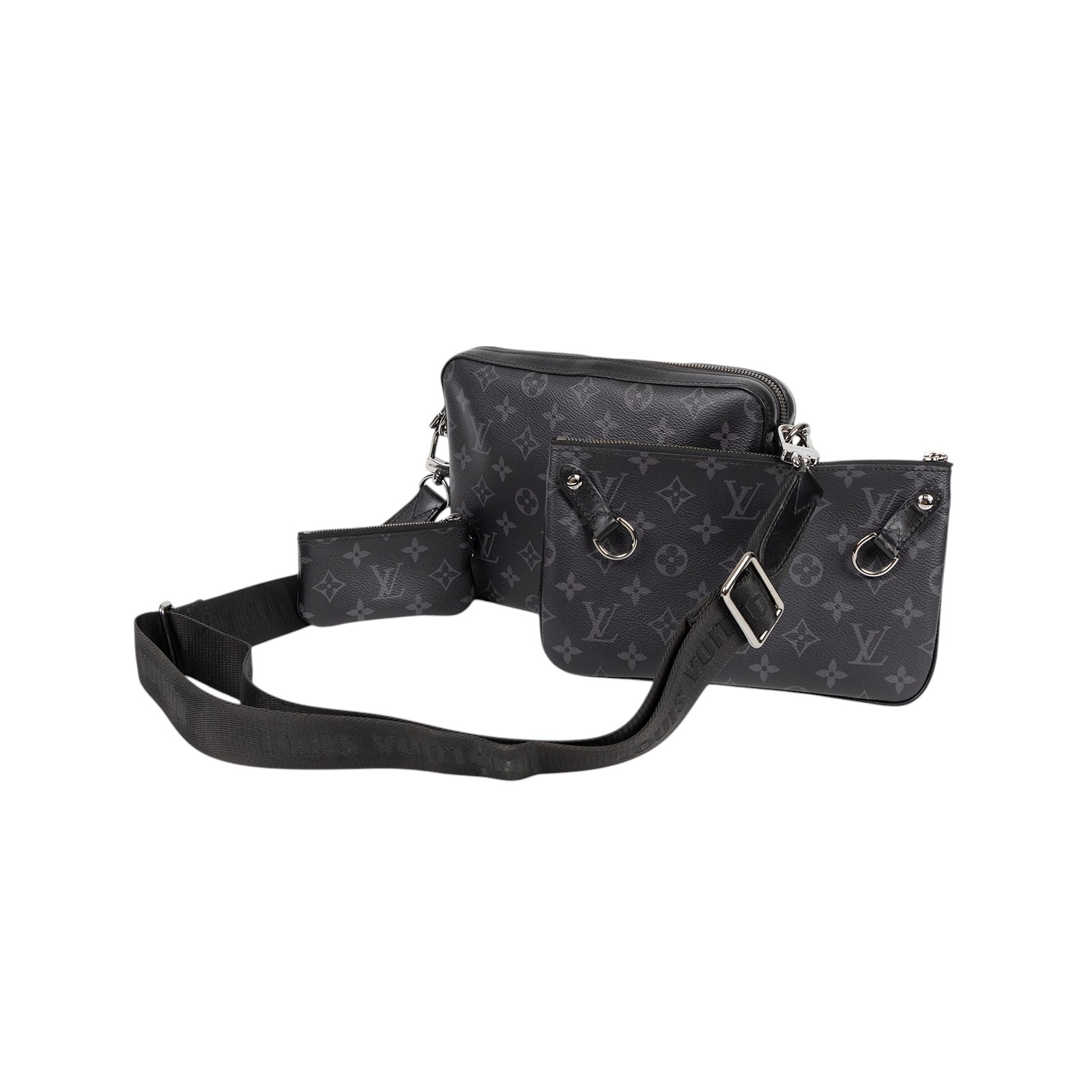 路易威登 LOUIS VUITTON Trio 郵差包 Eclipse帆布 黑色 灰色 M69443 黑Trio 郵差包 原廠盒子/防塵袋