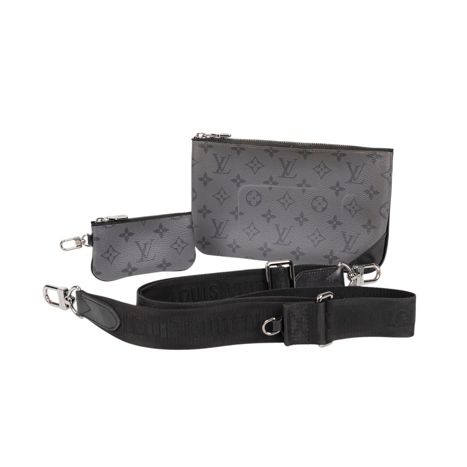 路易威登 LOUIS VUITTON Trio 郵差包 Eclipse帆布 黑色 灰色 M69443 黑Trio 郵差包 原廠盒子/防塵袋