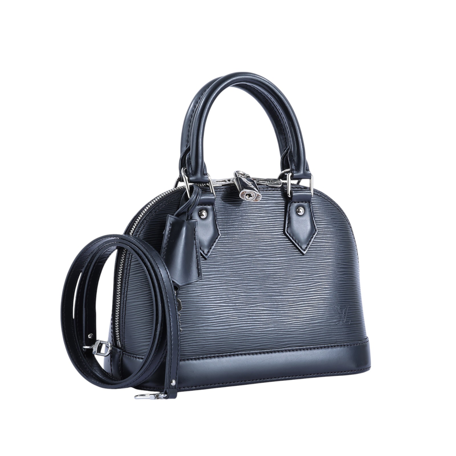 路易威登 LOUIS VUITTON Nano Alma手提包 黑色 M24645 黑EPI ALMA BB 背帶/鎖組