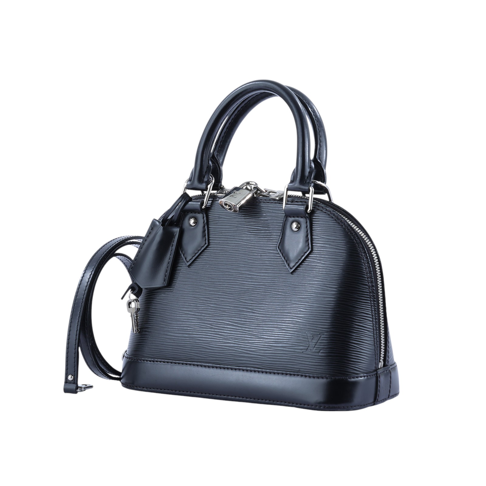 路易威登 LOUIS VUITTON Nano Alma手提包 黑色 M24645 黑EPI ALMA BB 背帶/鎖組