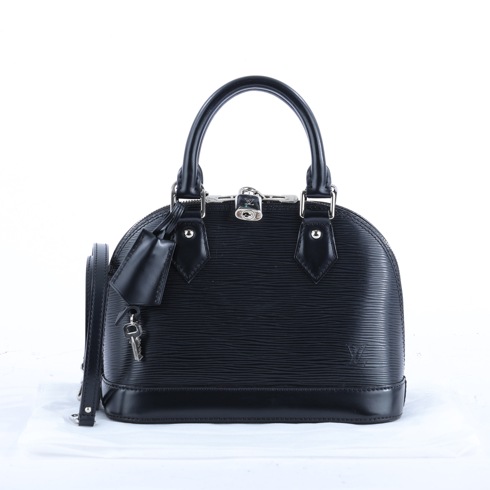 路易威登 LOUIS VUITTON Nano Alma手提包 黑色 M24645 黑EPI ALMA BB 背帶/鎖組