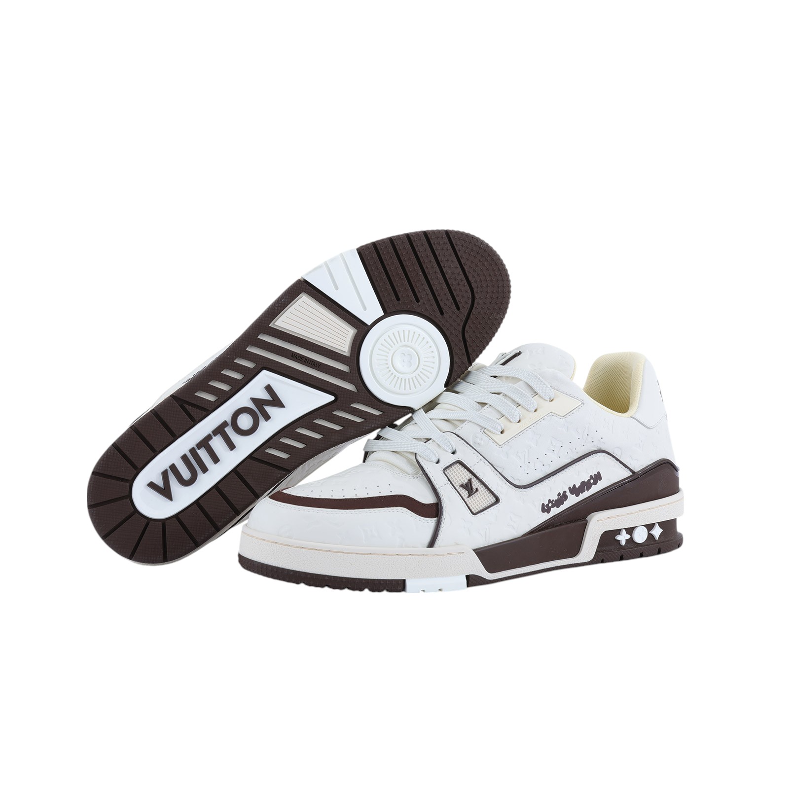 路易威登 LOUIS VUITTON LV Trainer 運動鞋 1ACR5K 咖白Trainer運動鞋 #8 原廠盒子/防塵袋