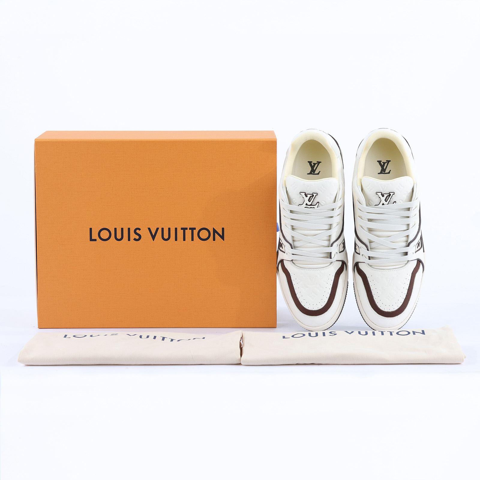 路易威登 LOUIS VUITTON LV Trainer 運動鞋 1ACR5K 咖白Trainer運動鞋 #8 原廠盒子/防塵袋