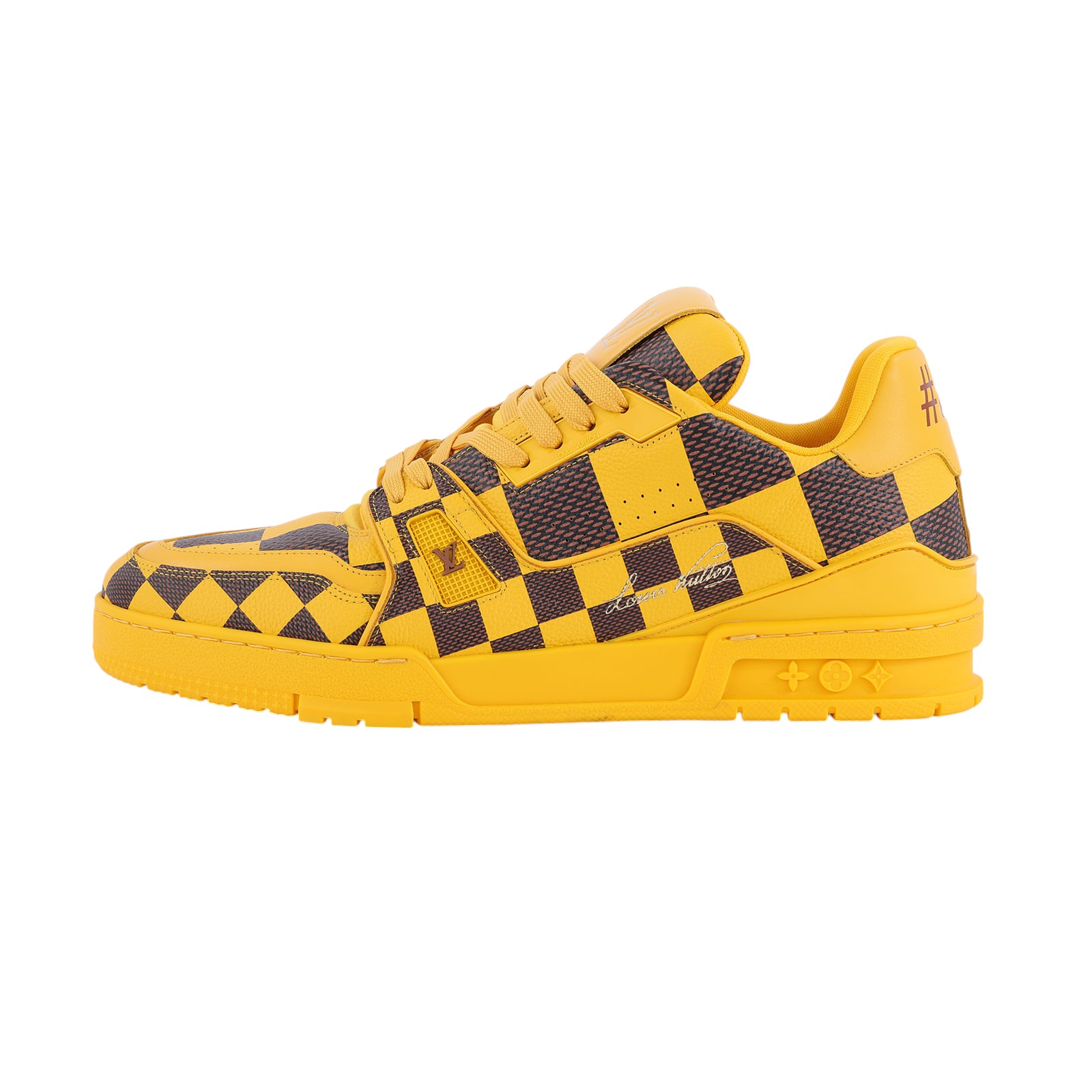 路易威登 LOUIS VUITTON LV Trainer 運動鞋 1ACN4J 黃棋盤格Trainer運動鞋 #8 原廠盒子/防塵袋