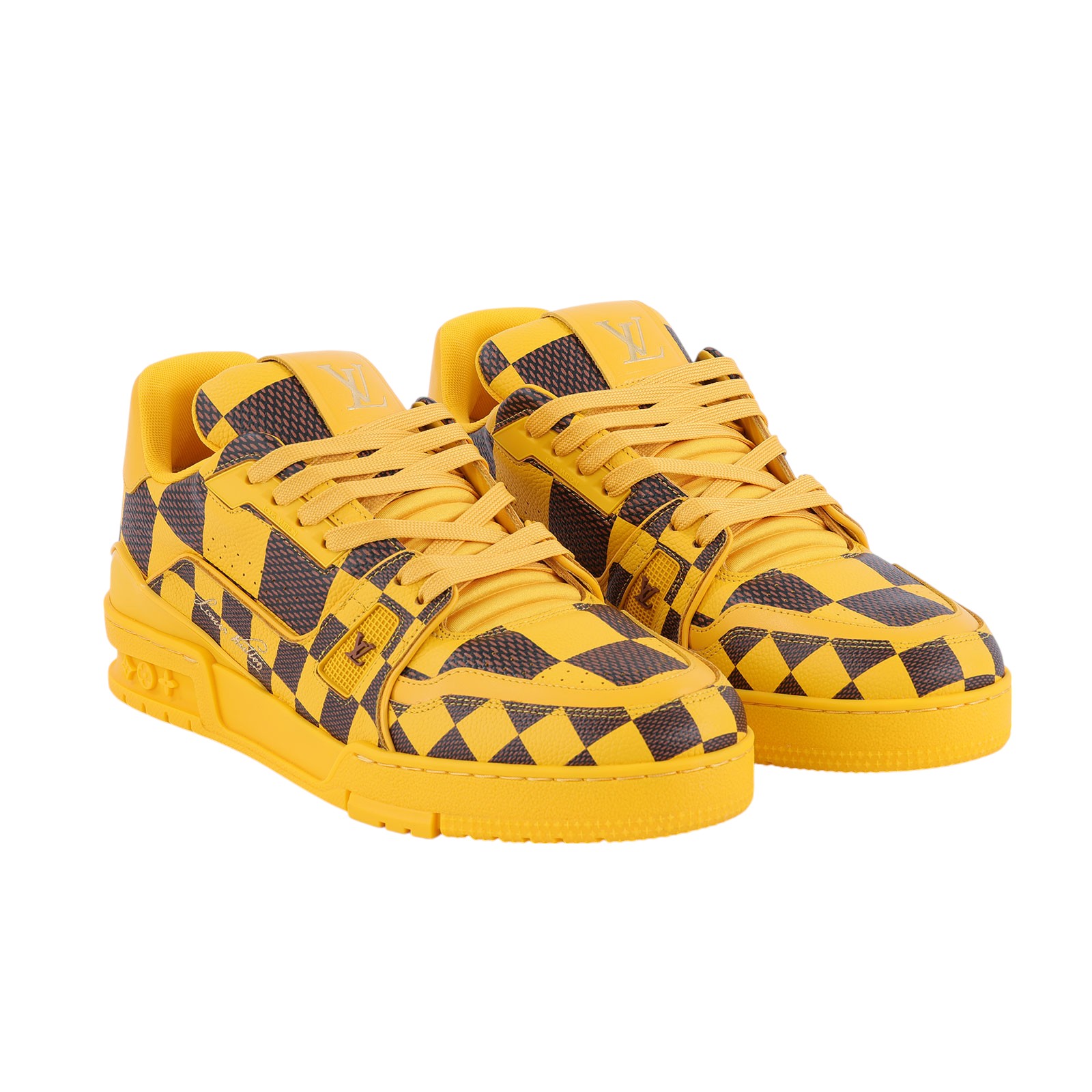 路易威登 LOUIS VUITTON LV Trainer 運動鞋 1ACN4J 黃棋盤格Trainer運動鞋 #8 原廠盒子/防塵袋